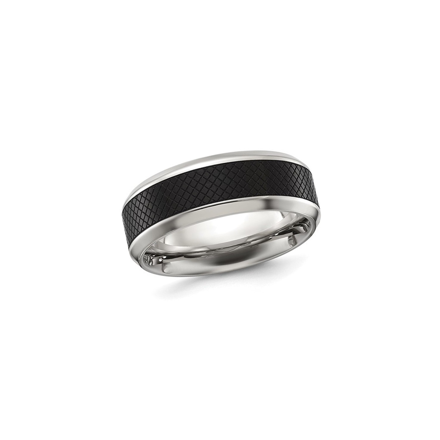 Mens Stainless Steel Black Plated 8mm Band Ring
