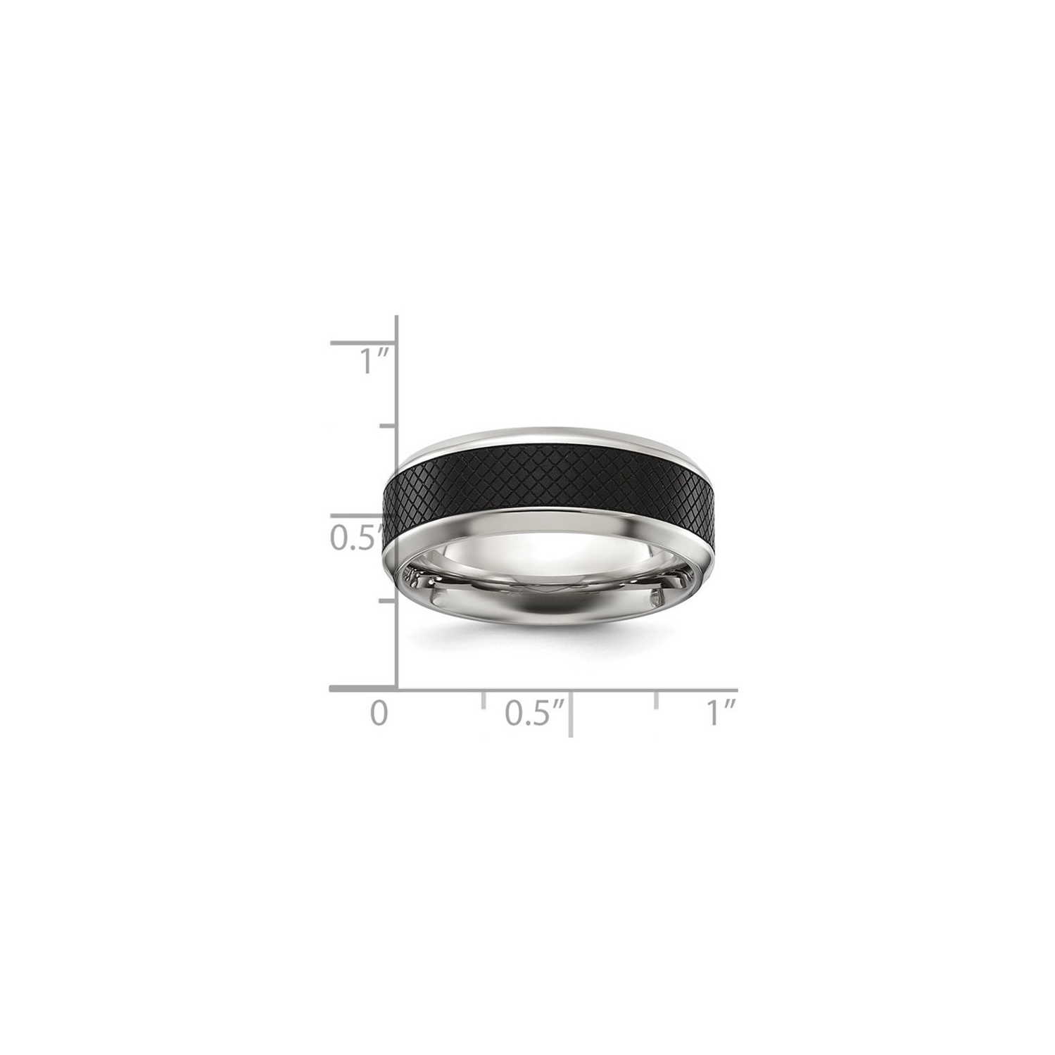Bague homme en acier inoxydable plaqué noir, 8&nbsp;mm