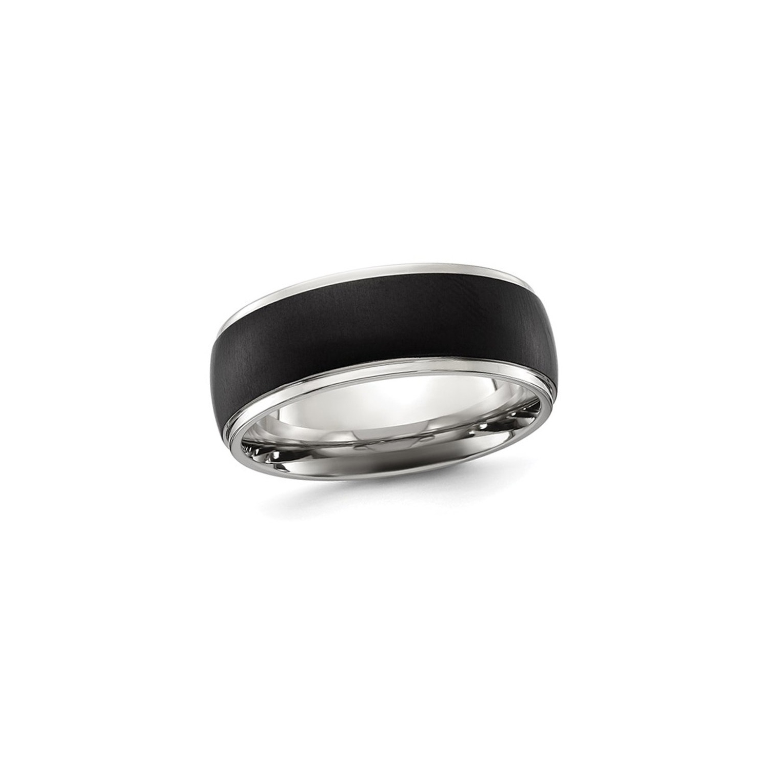 Bague homme en acier inoxydable plaqué noir, 8&nbsp;mm