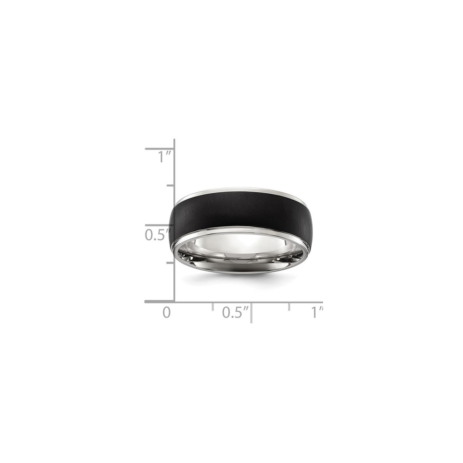 Bague homme en acier inoxydable plaqué noir, 8&nbsp;mm