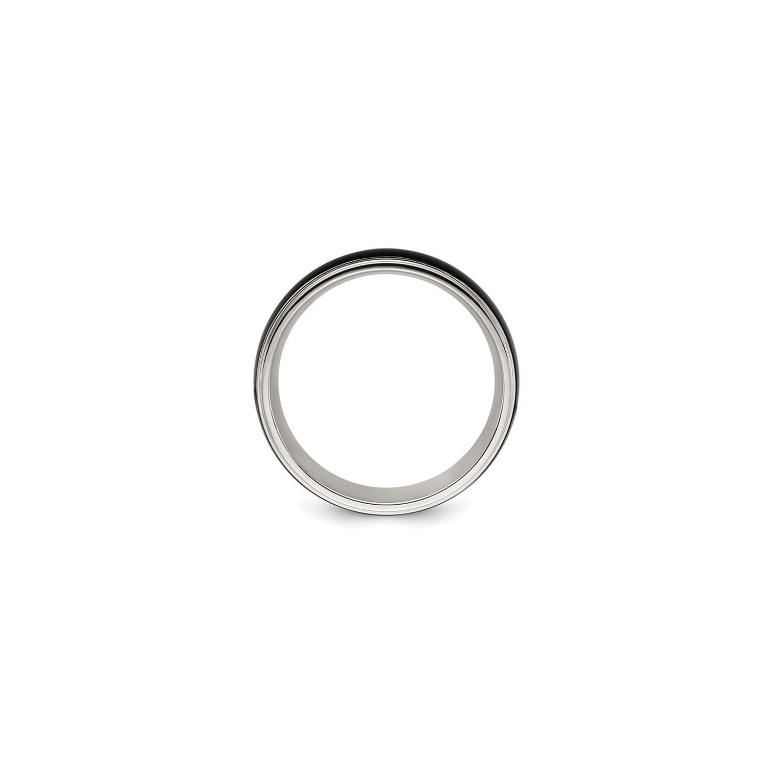 Bague homme en acier inoxydable plaqué noir, 8&nbsp;mm