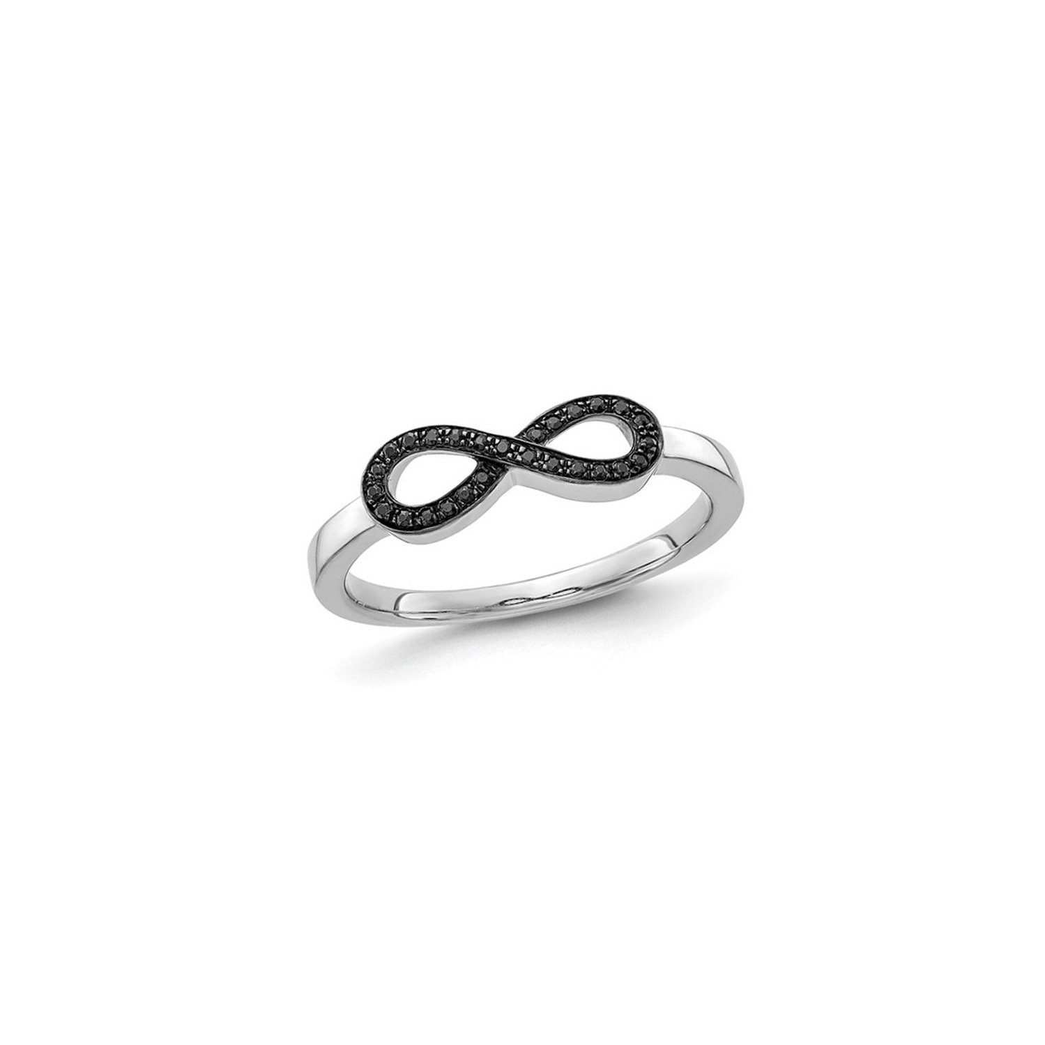 1/12 Carat Black Diamond Infinity Ring in 14K White Gold
