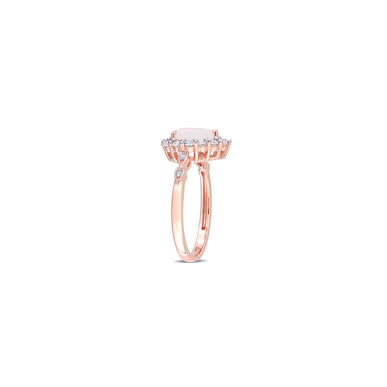 1.17 Carat Opal and Lab-Created White Sapphire Halo Ring in 10K Rose Gold