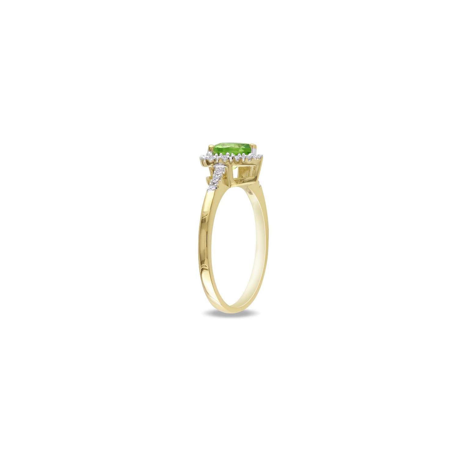 Bague en or jaune 10K ct avec diamants et péridot en forme de coeur 4/5&nbsp;carat