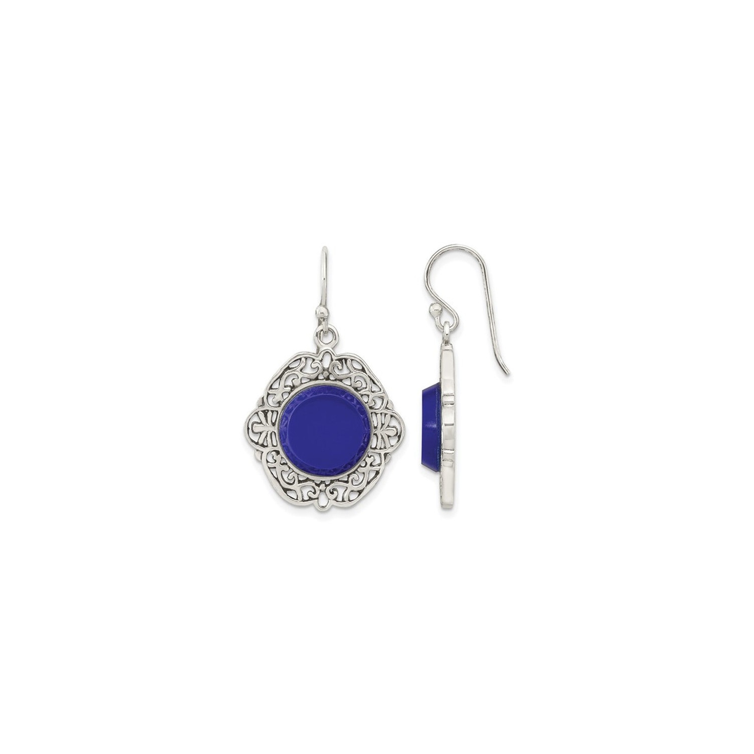 Sterling Silver Blue Agate Dangle Earrings