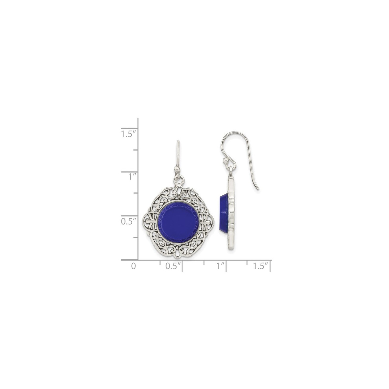 Sterling Silver Blue Agate Dangle Earrings