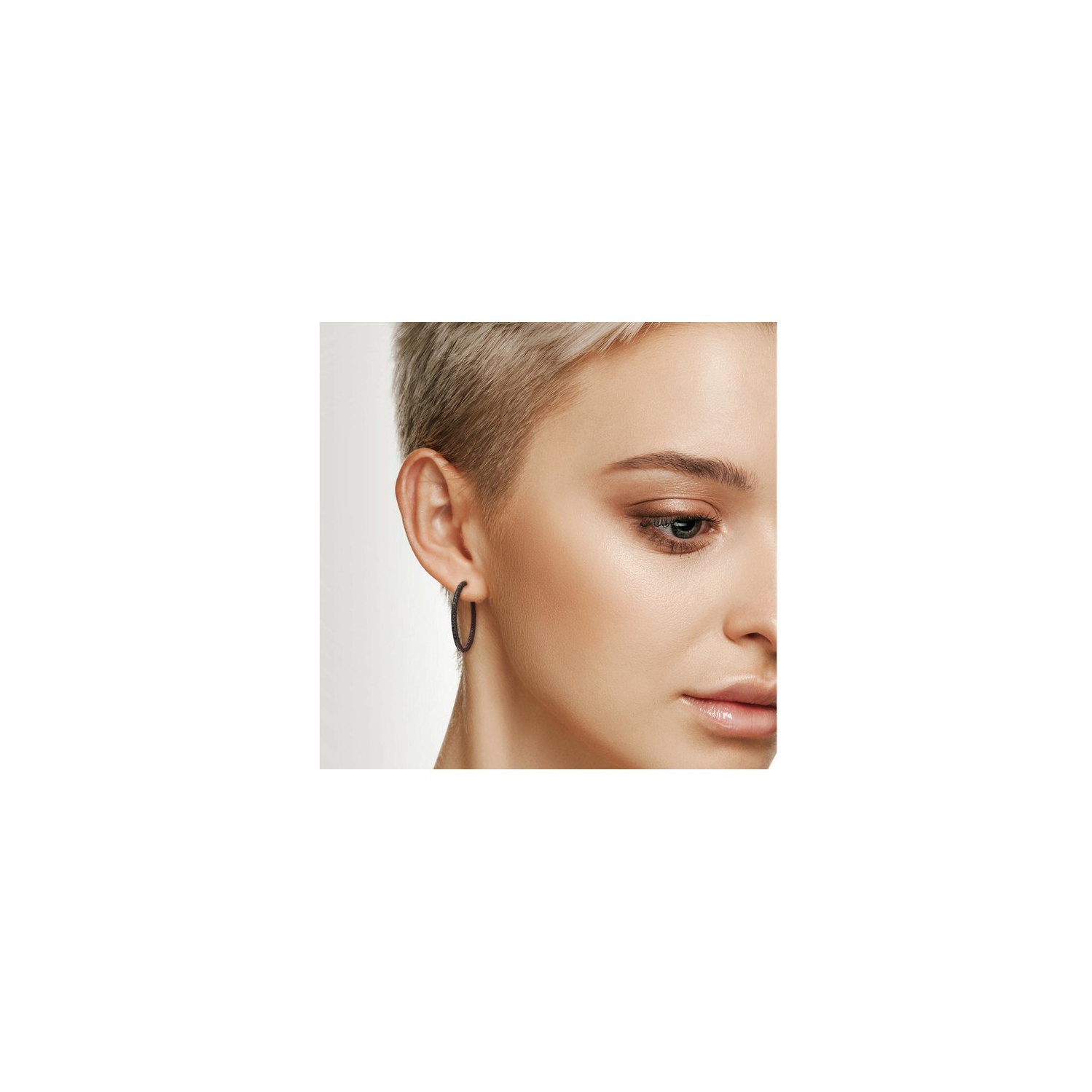 1/4 Carat Black Diamond Hoop Earrings in Sterling Silver