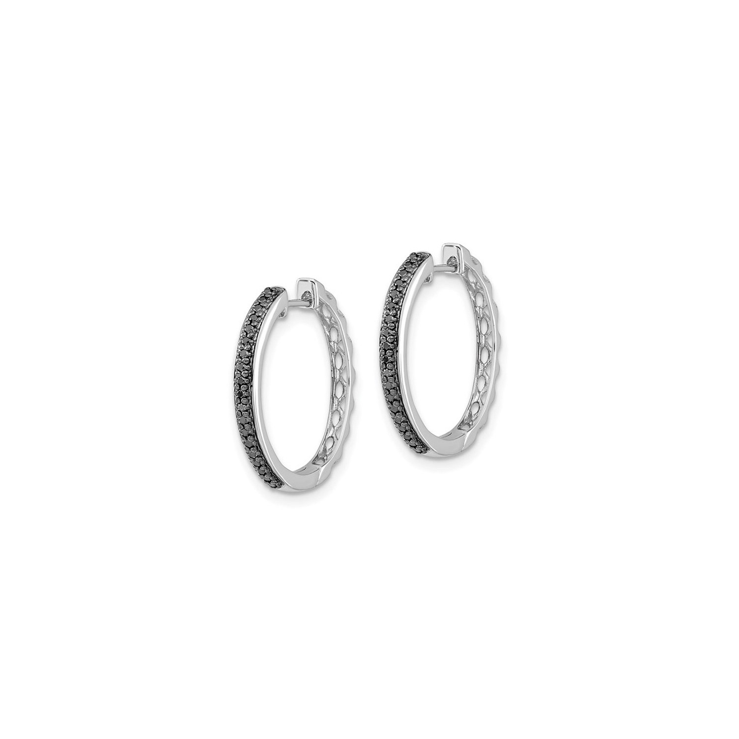 Anneaux d'oreilles en or blanc 14K ct avec diamants noirs améliorés de 1 ct/8 carat