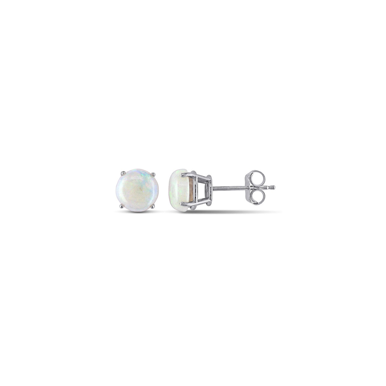 Clous d'oreilles en or blanc 10K ct avec opale solitaire d'1,20&nbsp;carat (6&nbsp;mm)