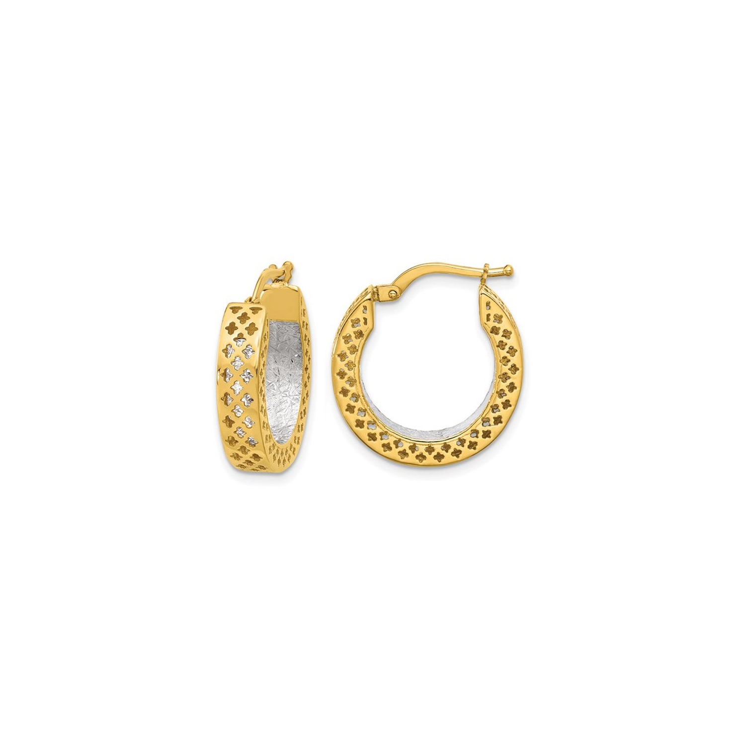 Diamond Cut Hoop Earrings in 14K Yellow Gold