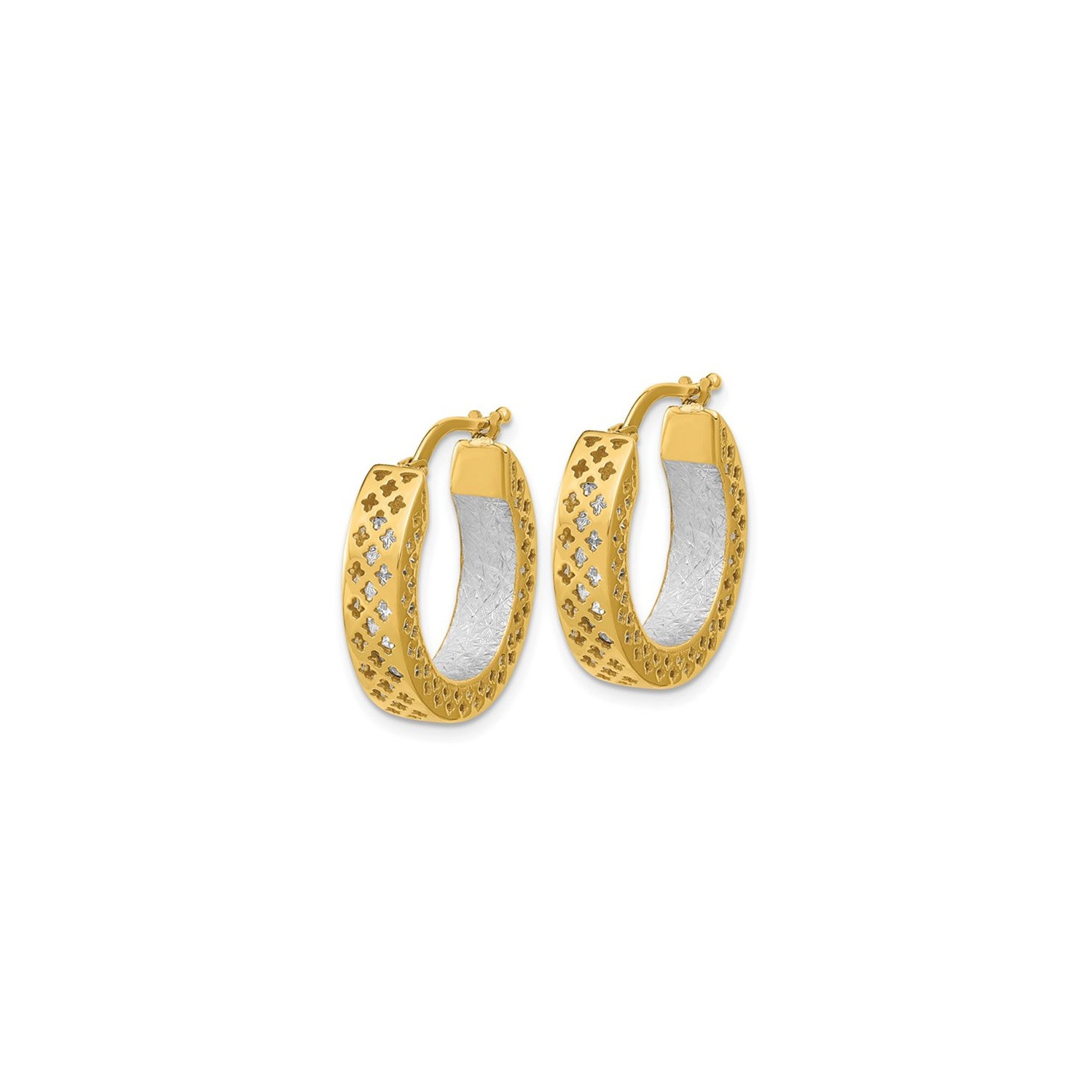 Diamond Cut Hoop Earrings in 14K Yellow Gold