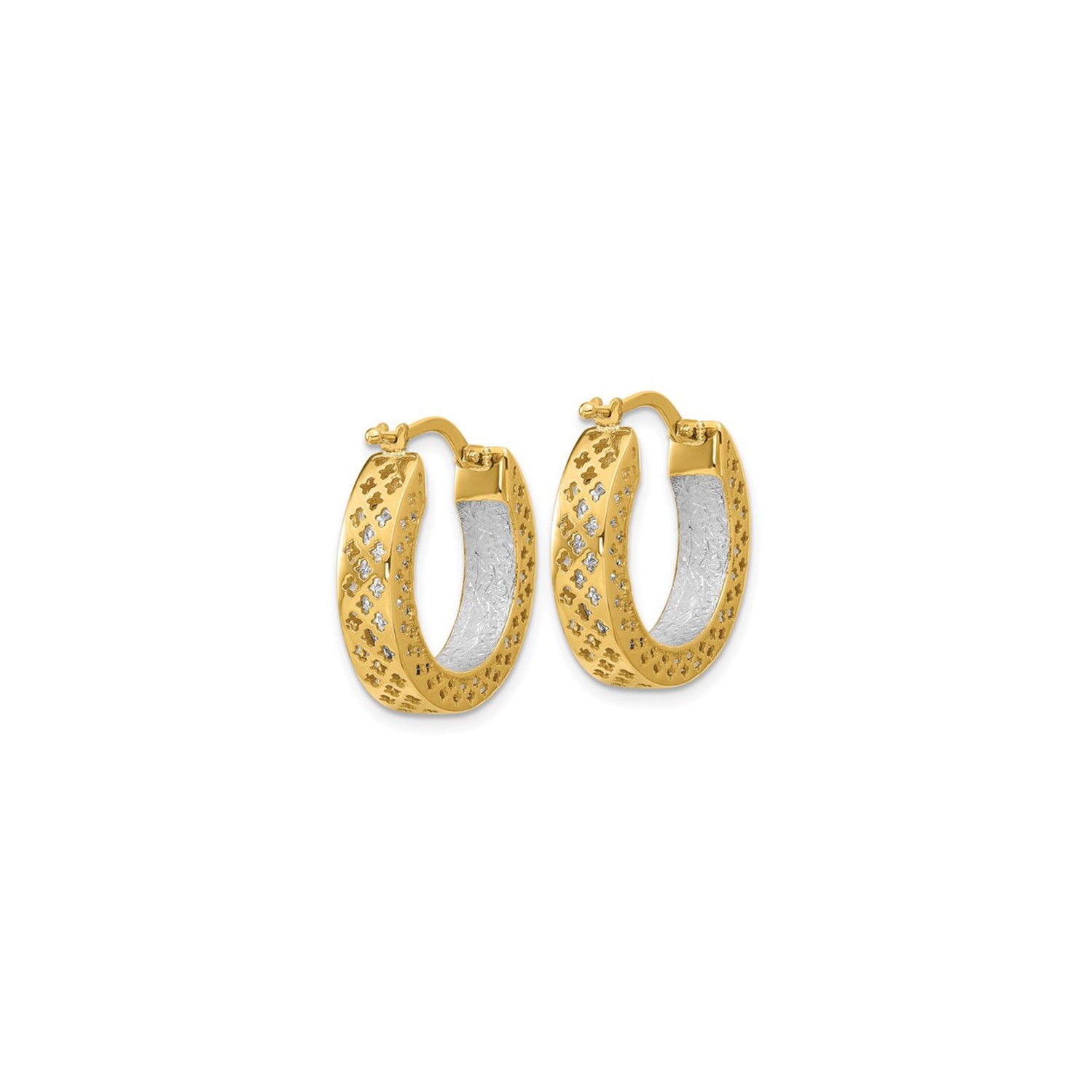 Diamond Cut Hoop Earrings in 14K Yellow Gold