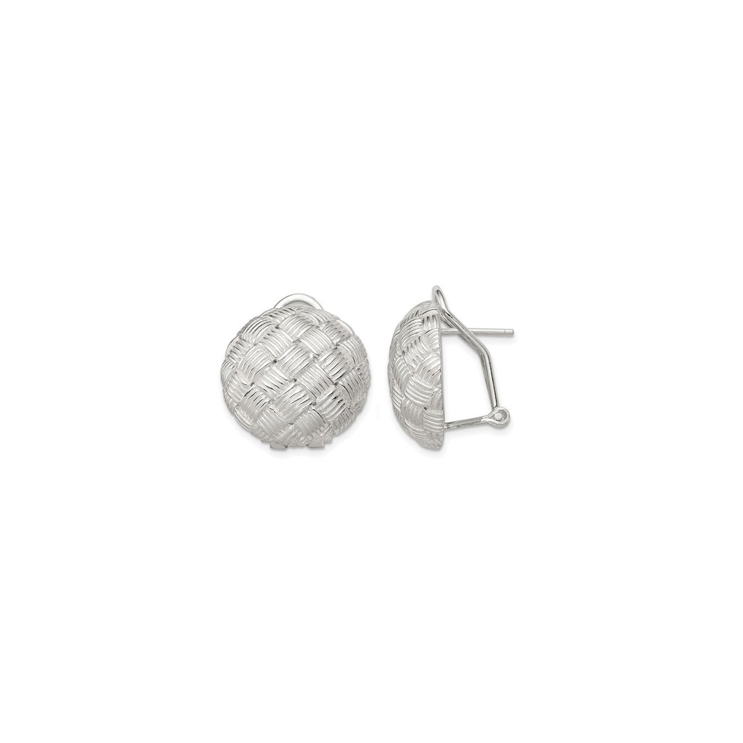 Sterling Silver Woven Circle Omega Back Earrings
