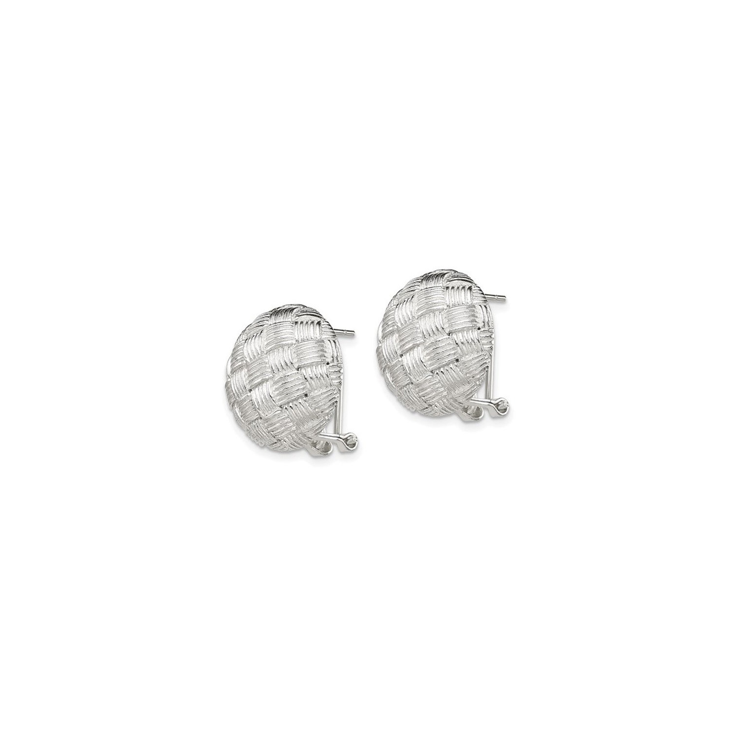 Sterling Silver Woven Circle Omega Back Earrings