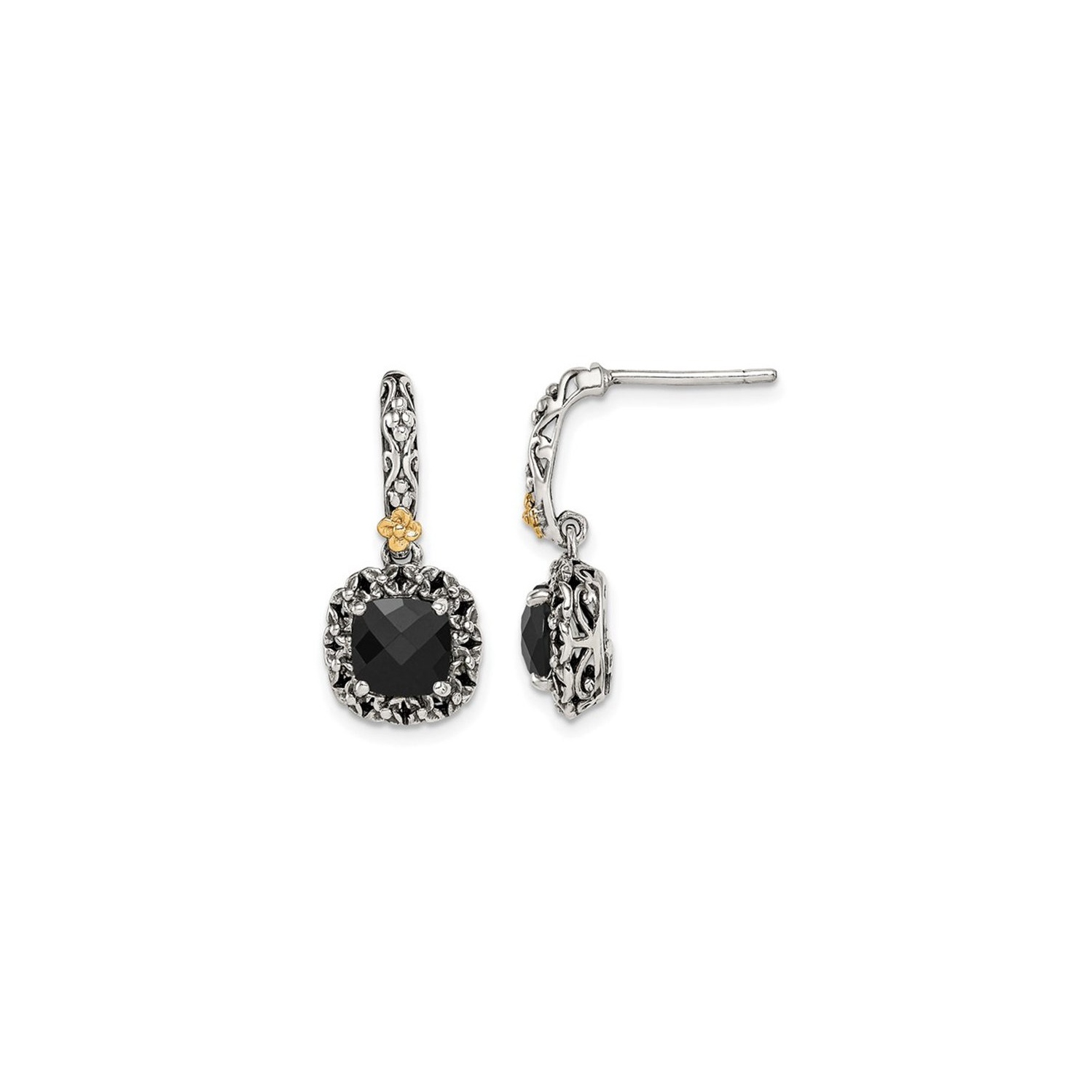 2.40 Carat Black Onyx Dangle Earrings in Sterling Silver