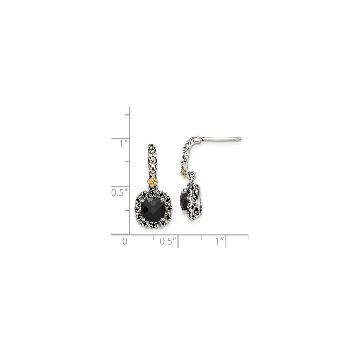 2.40 Carat Black Onyx Dangle Earrings in Sterling Silver