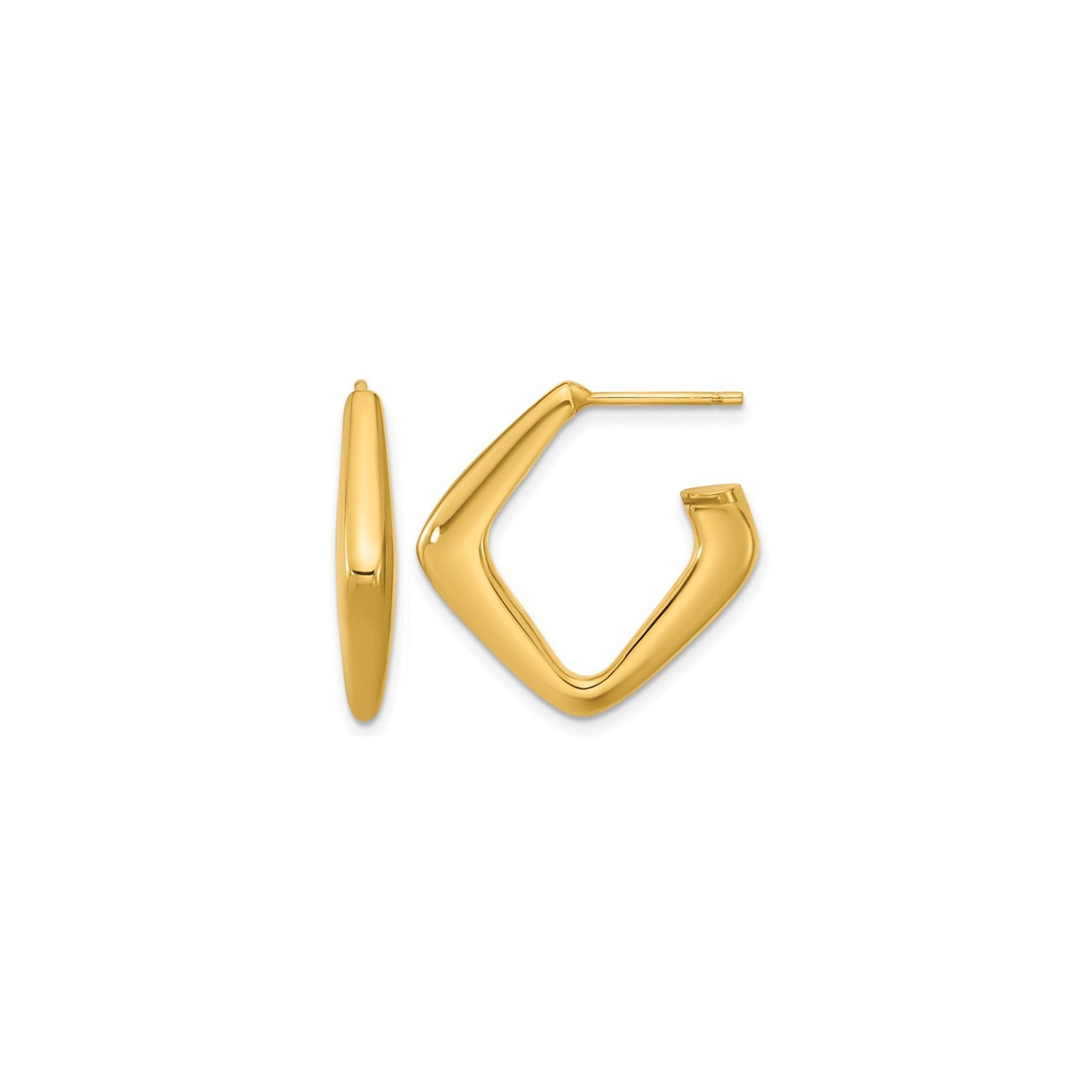 14K White Gold Polished J-Hoop Earrings