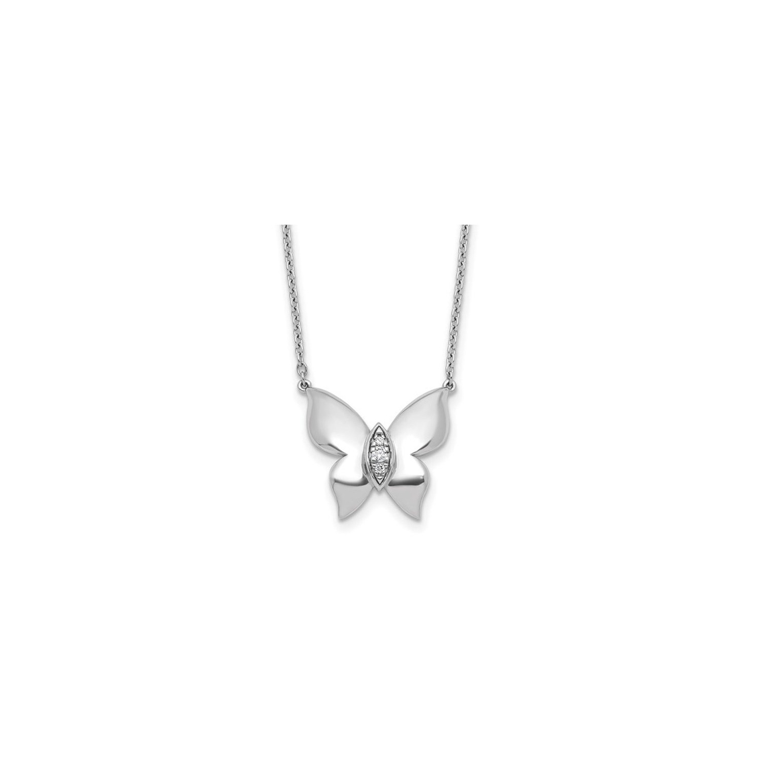 Collier à pendentif en argent sterling à breloque papillon avec chaîne et diamants décoratifs