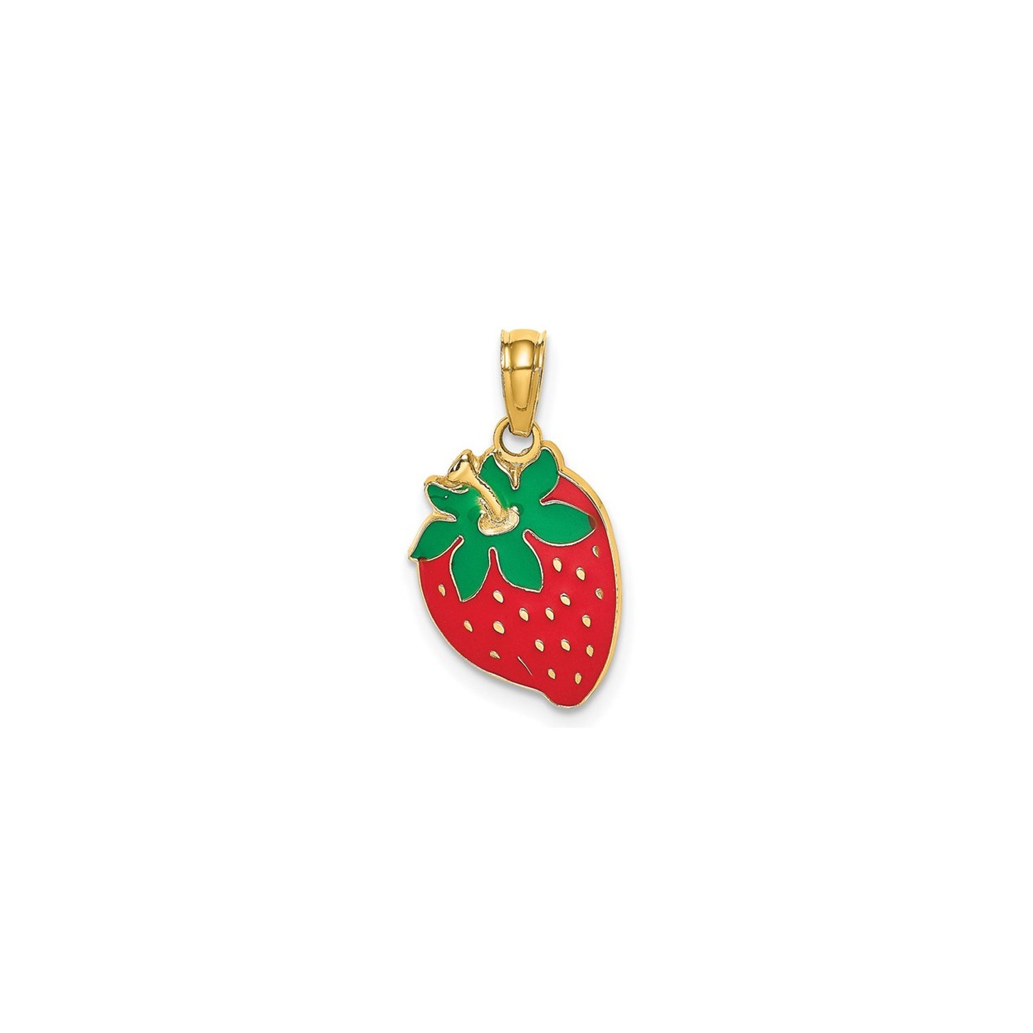 14K Yellow Gold Strawberry Charm Pendant