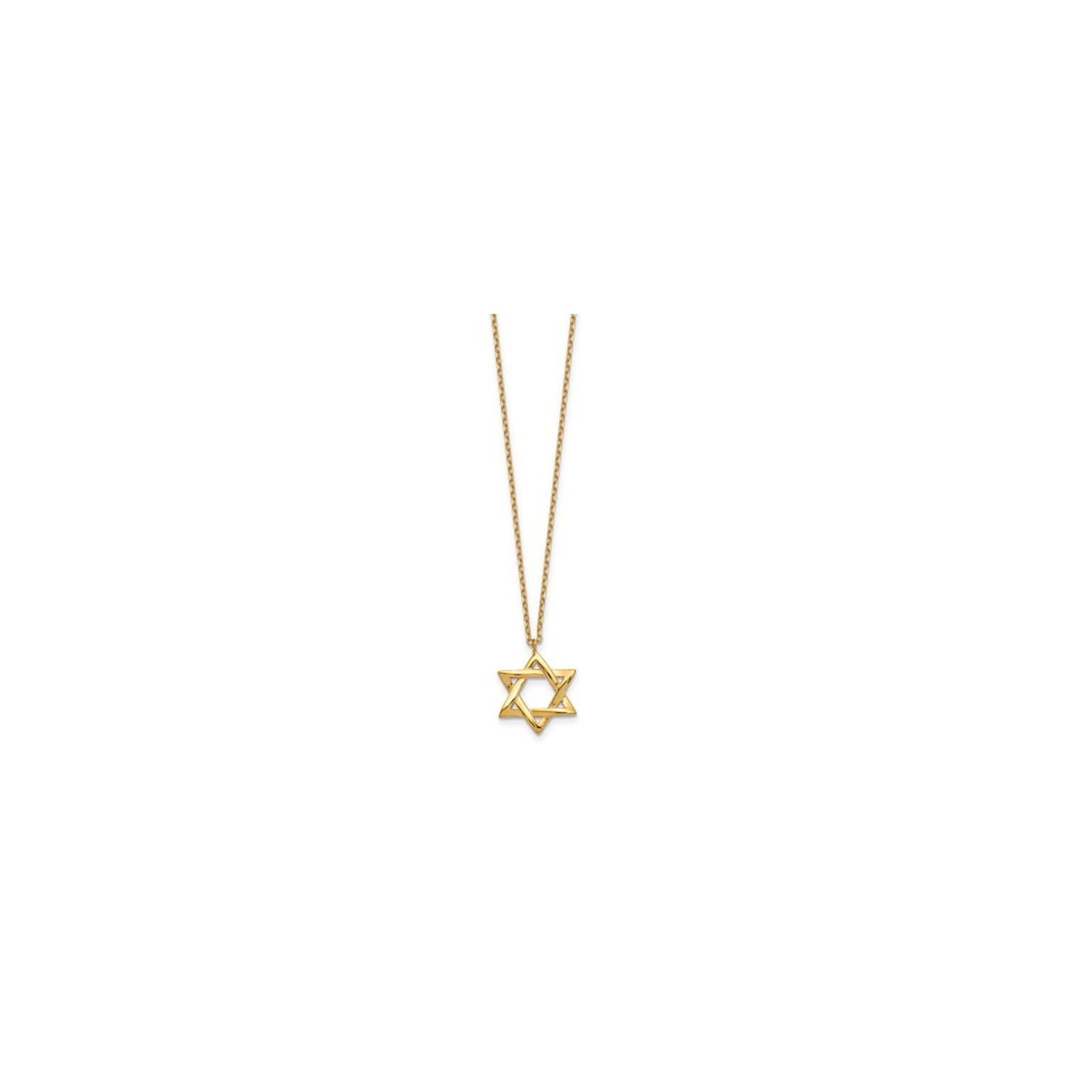 Yellow Plated Sterling Silver Star of David Pendant Necklace with Chain