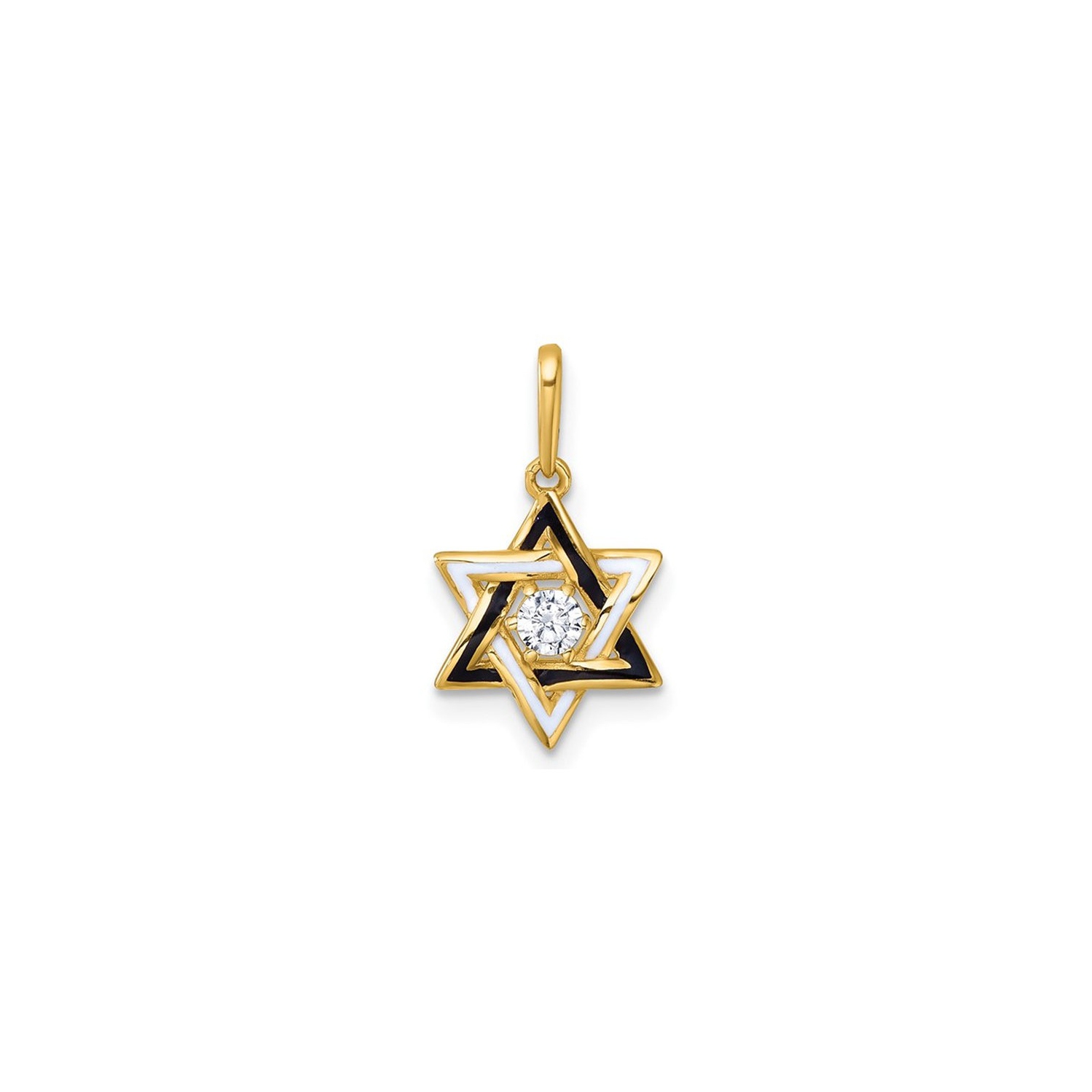14K Yellow Gold Star Of David Pendant with Cubic Zirconia (NO CHAIN)