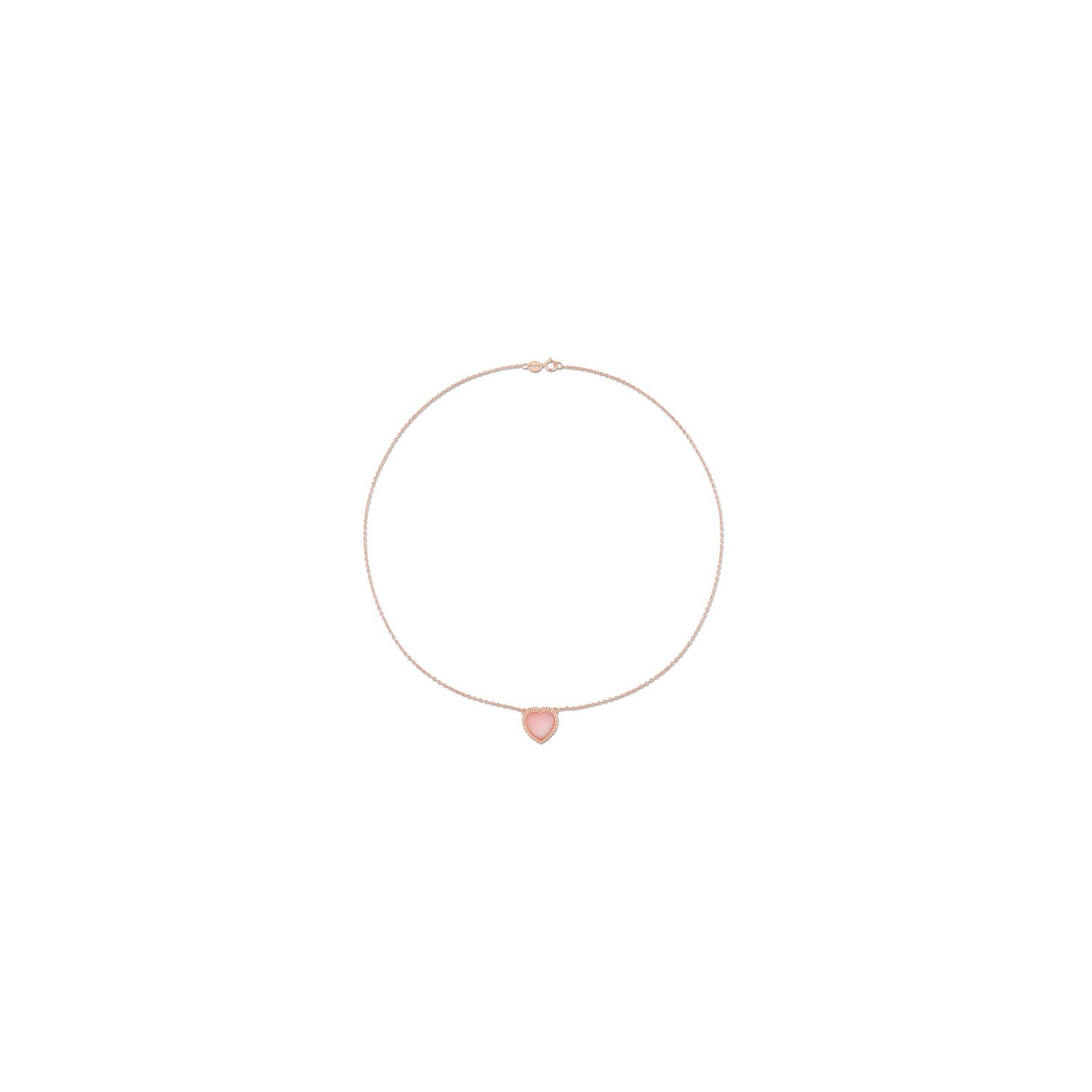5.00 Carat Pink Opal Heart Pendant Necklace in Rose Plated Sterling Silver with Chain
