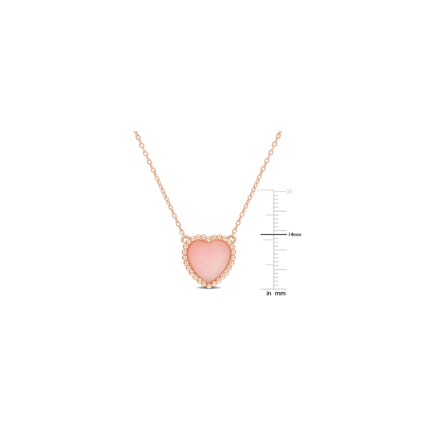 5.00 Carat Pink Opal Heart Pendant Necklace in Rose Plated Sterling Silver with Chain