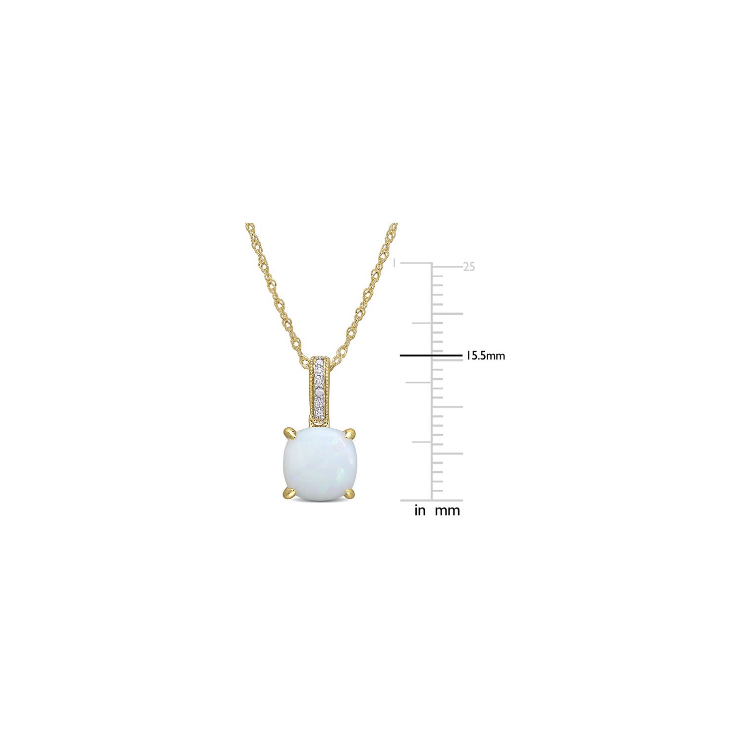 1.35 Carat Opal Solitaire Pendant Necklace in 10K Yellow Gold with Chain
