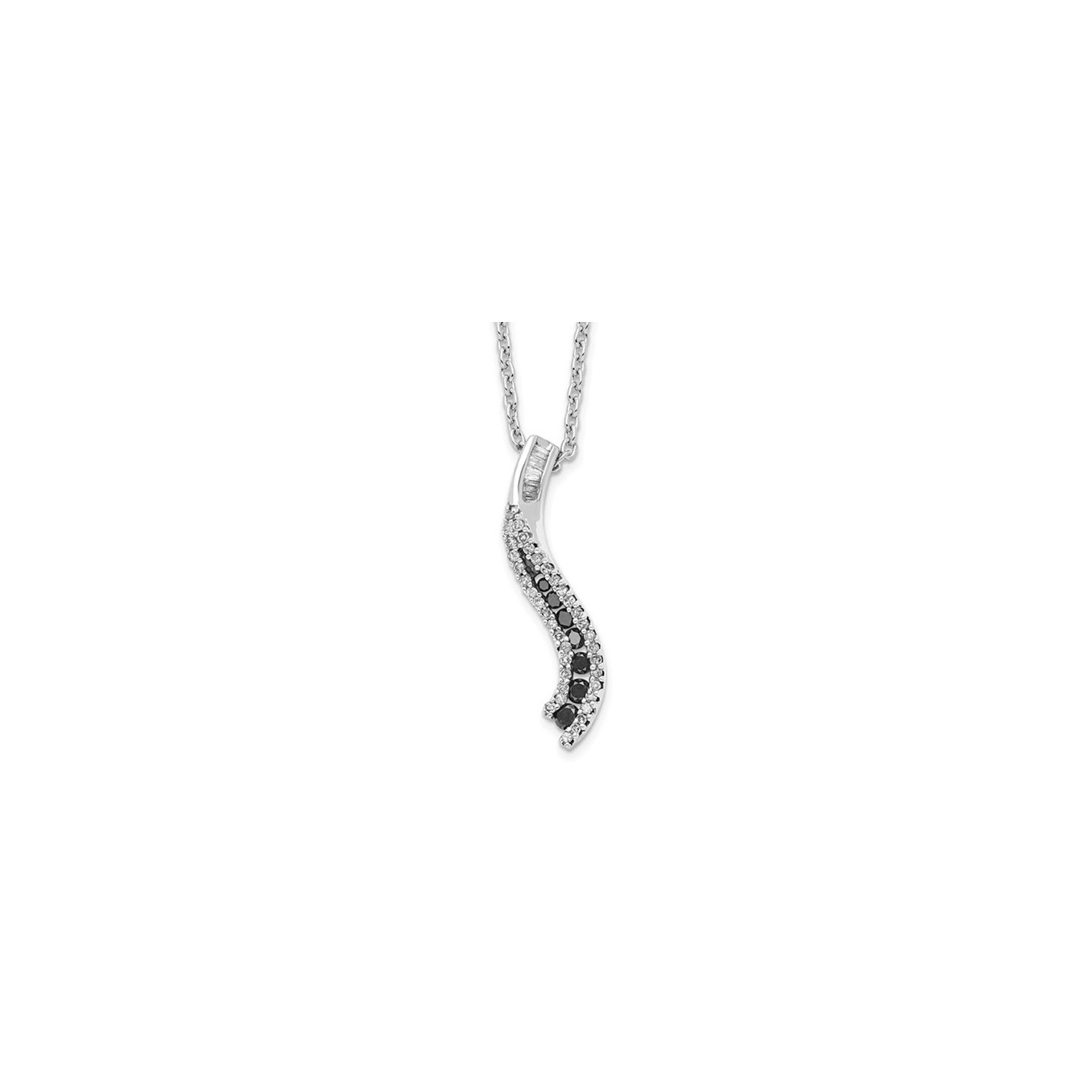 1/4 Carat Black & White Diamond Twist Pendant Necklace in Sterling Silver with Chain