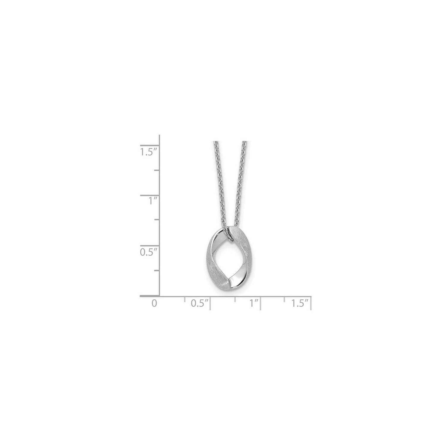 Sterling Silver Oval Polished and Brushed Necklace Pendant with Chain