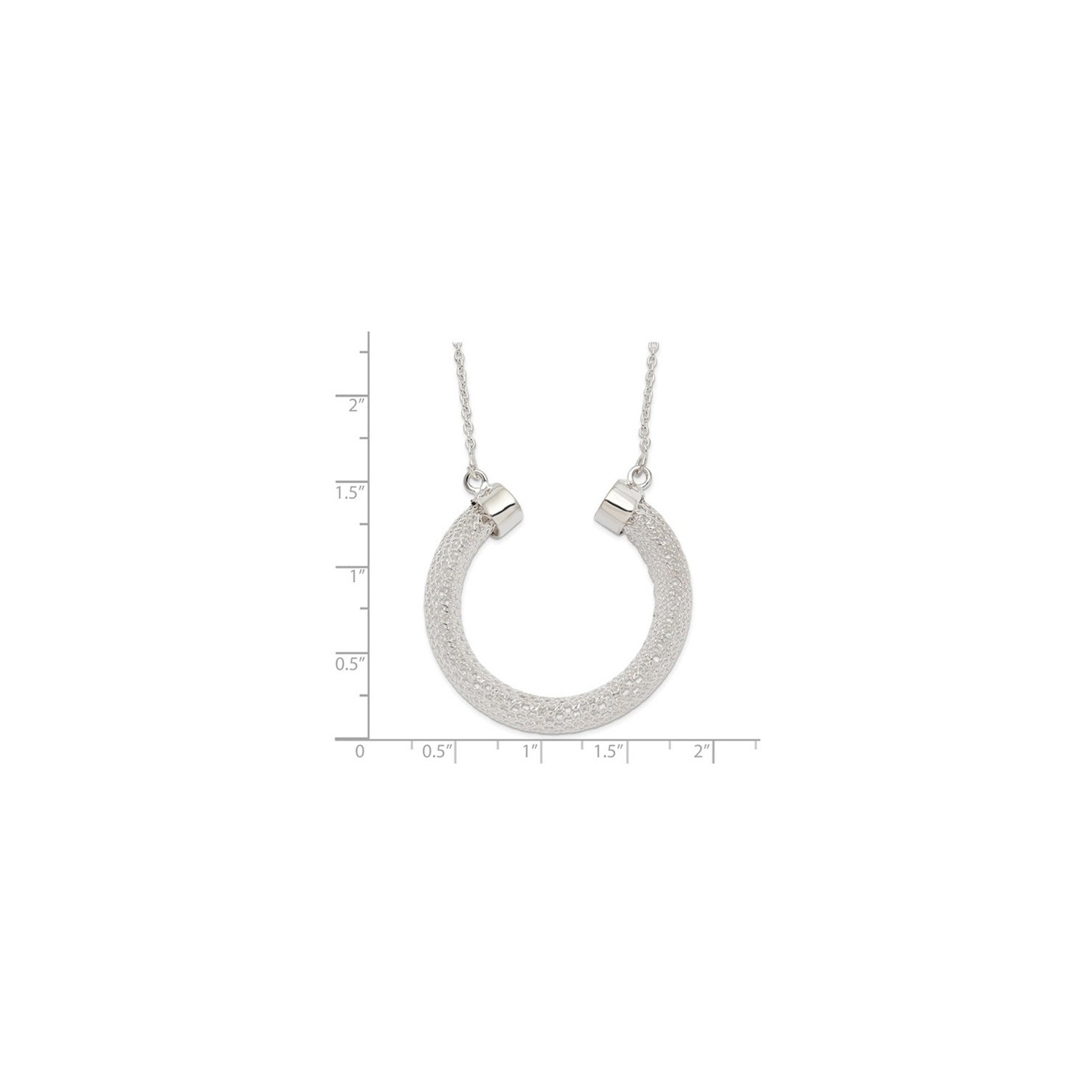 Sterling Silver Polished Mesh Hoop Necklace Pendant with Chain