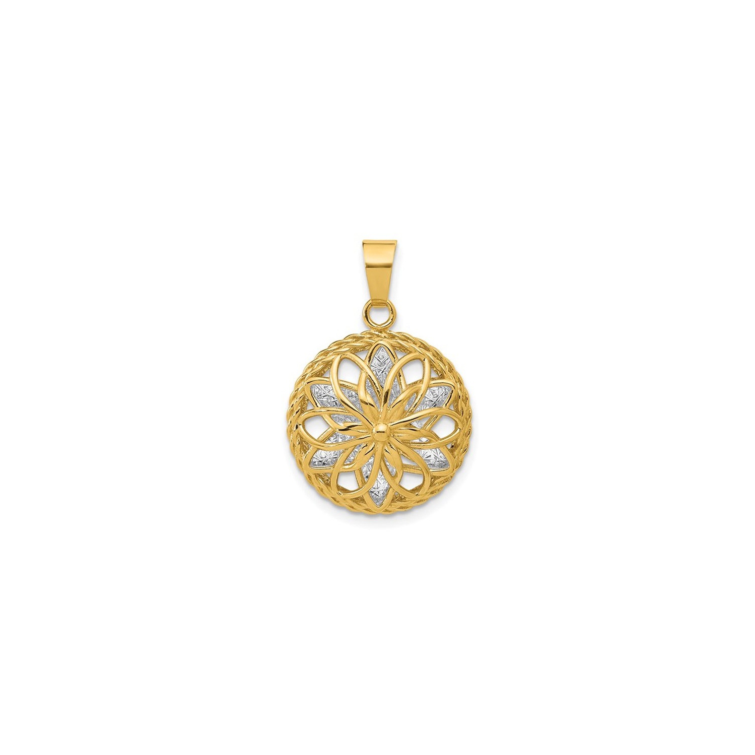 14K Yellow Gold Diamond-Cut Circle Pendant