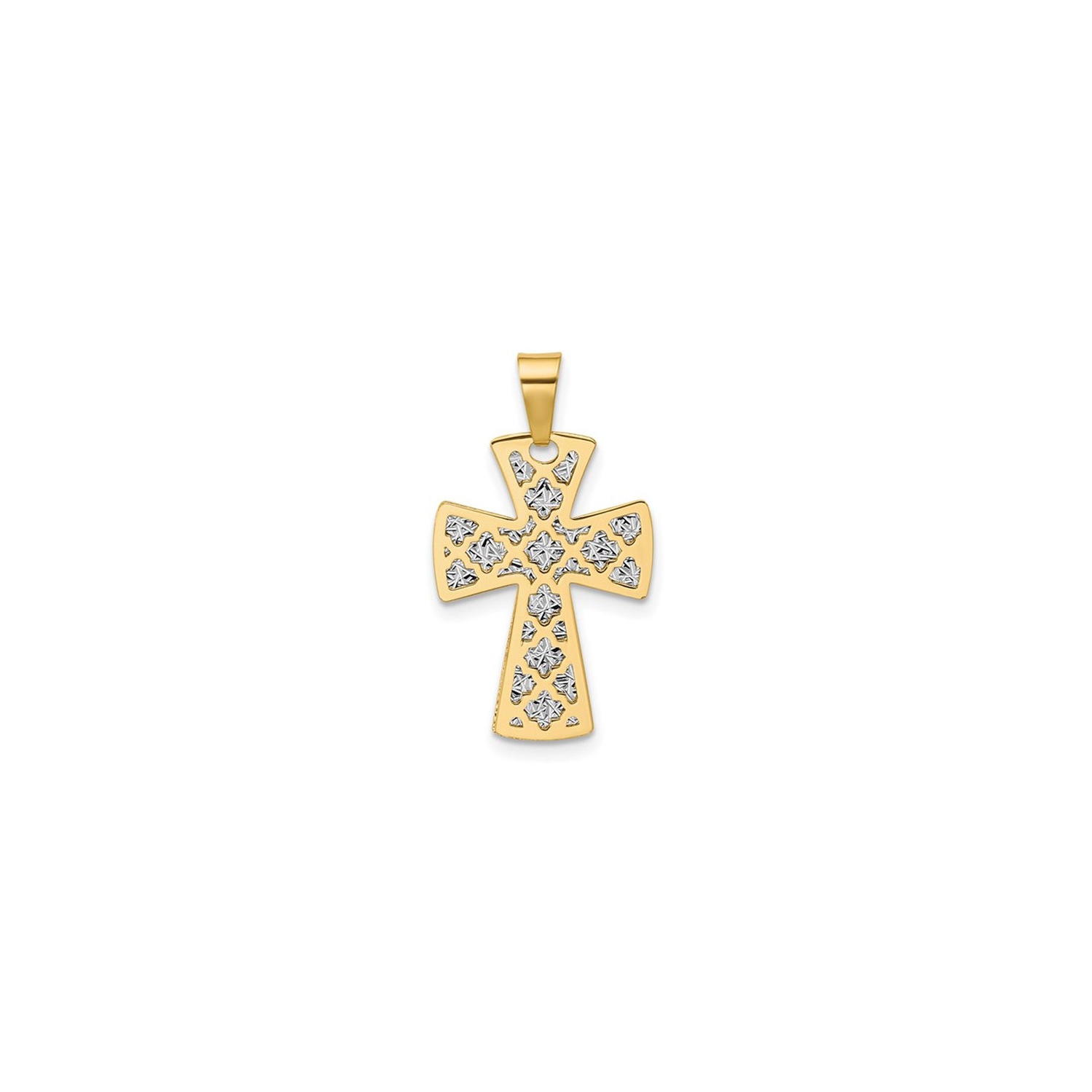14K Yellow Gold Diamond-Cut Cross Pendant