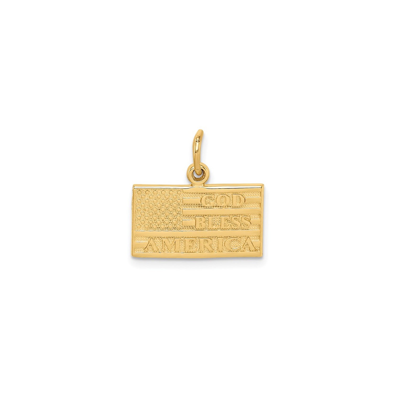 14K Yellow Gold God Bless America Flag Pendant