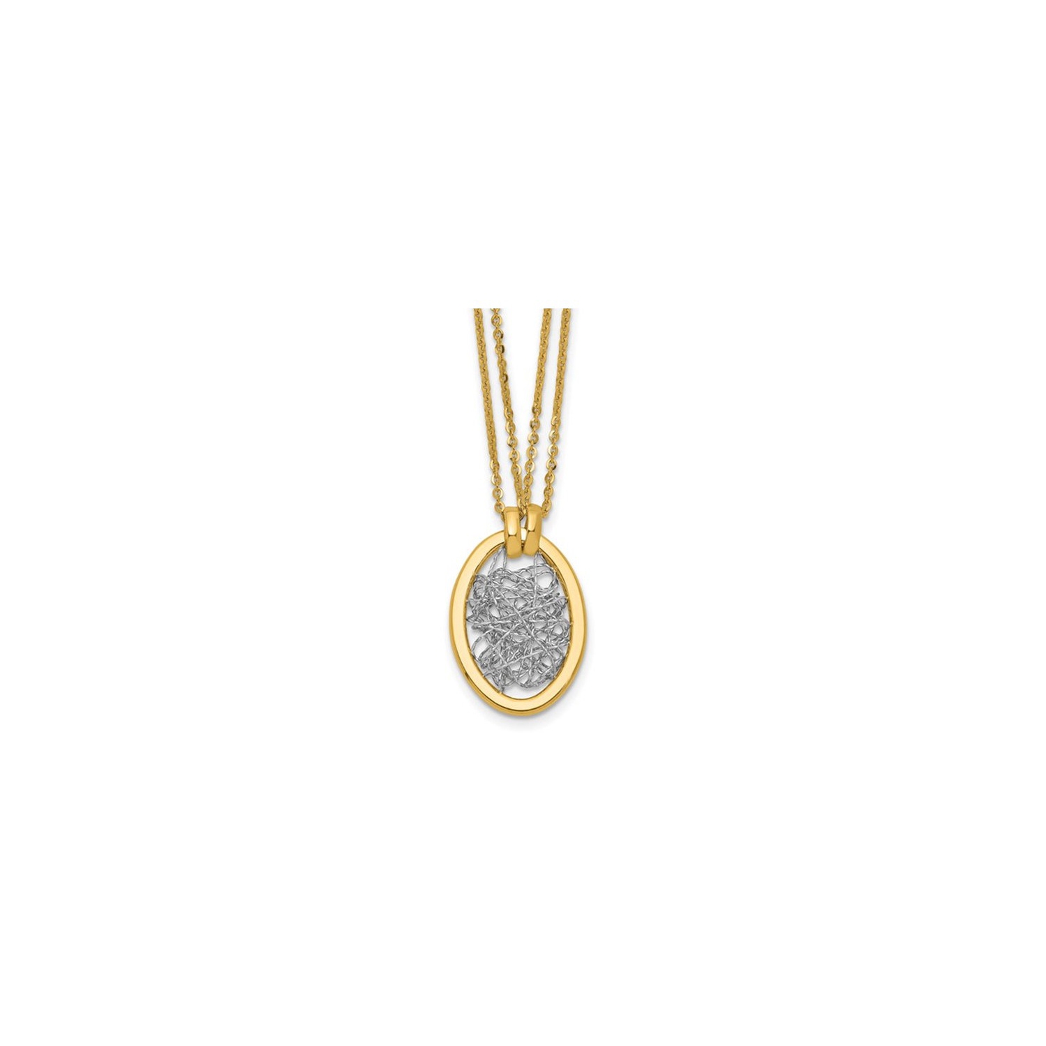 14K Yellow and White Gold Strand Necklace Pendant with Chain
