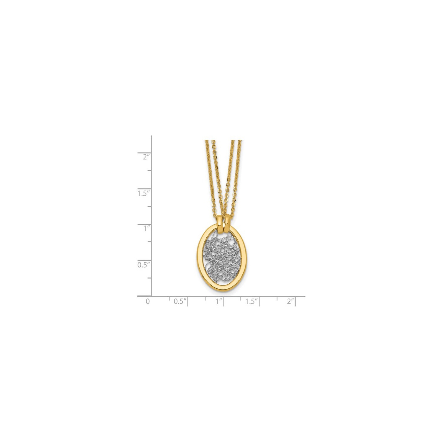 14K Yellow and White Gold Strand Necklace Pendant with Chain