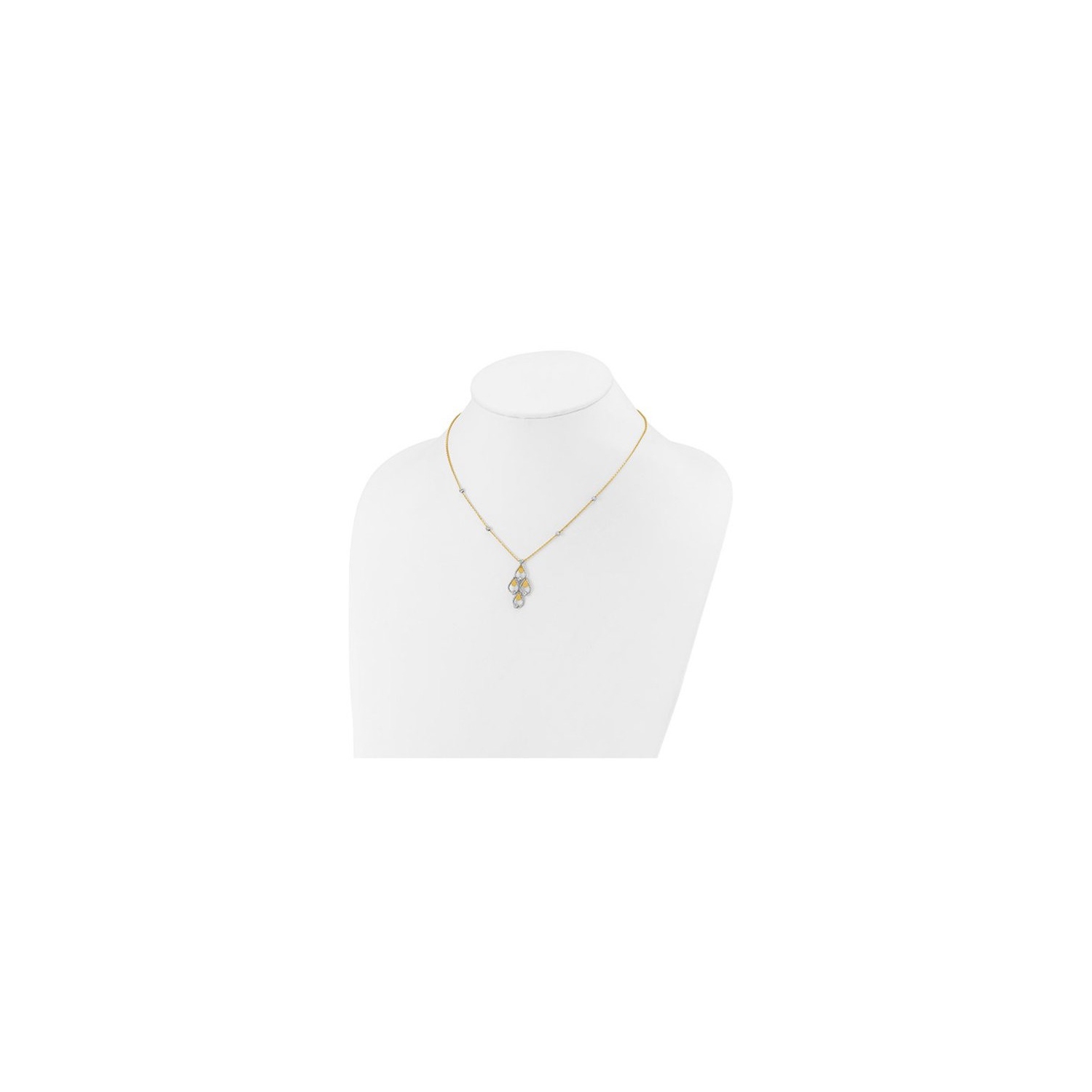 14K Yellow and White Gold Chandelier Pendant Necklace with Chain