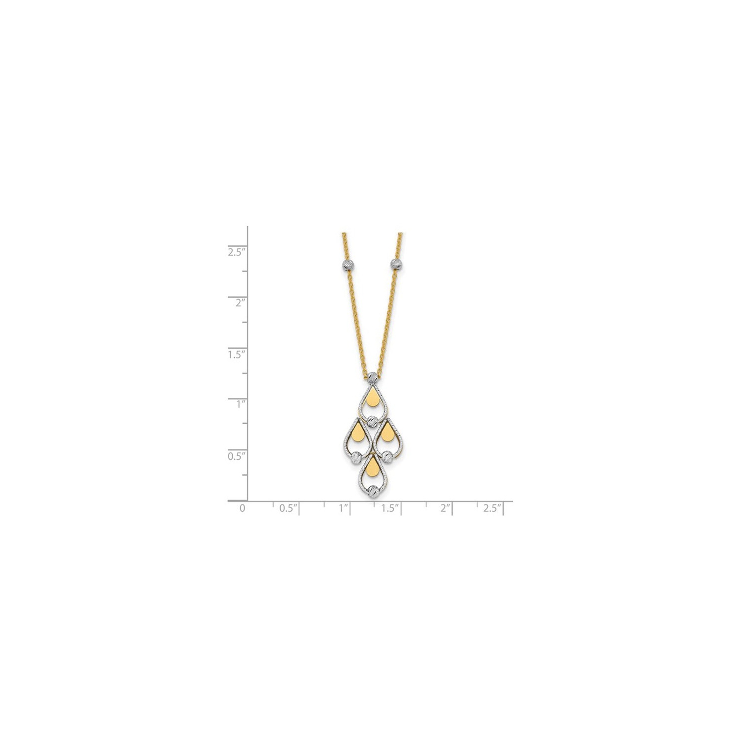 14K Yellow and White Gold Chandelier Pendant Necklace with Chain