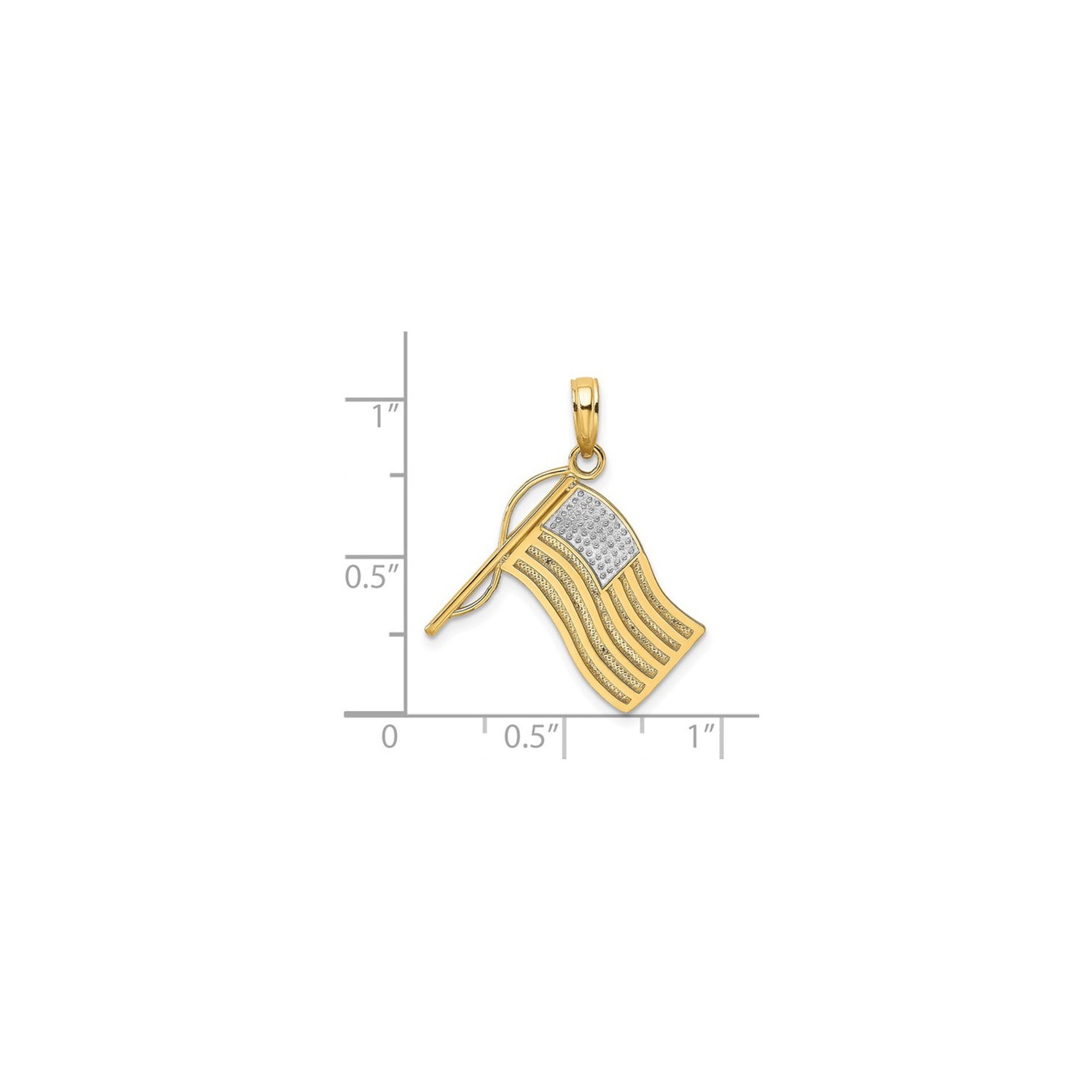 American Flag Pendant Necklace in 10K Yellow Gold