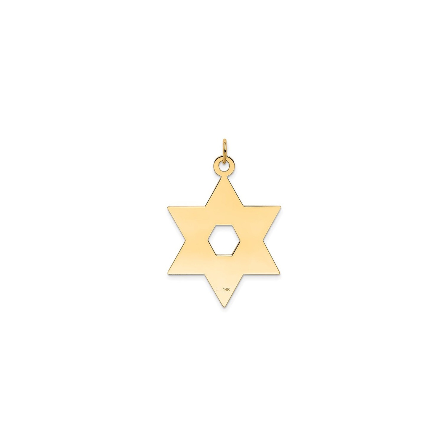 14K Yellow Gold Laser Etched Star Of David Pendant
