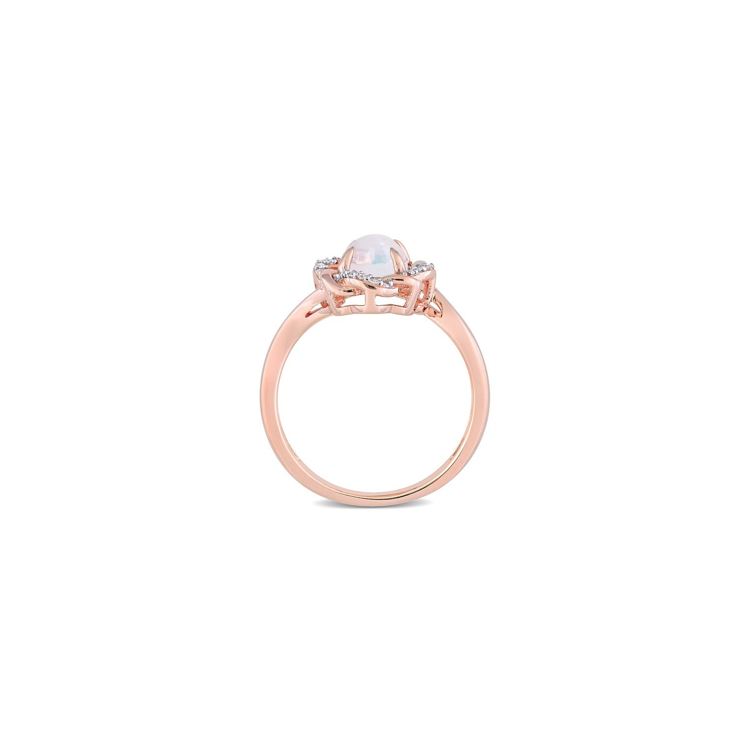 3/4 Carat Blue Opal Halo Ring in 10K Rose Pink Gold with Diamonds