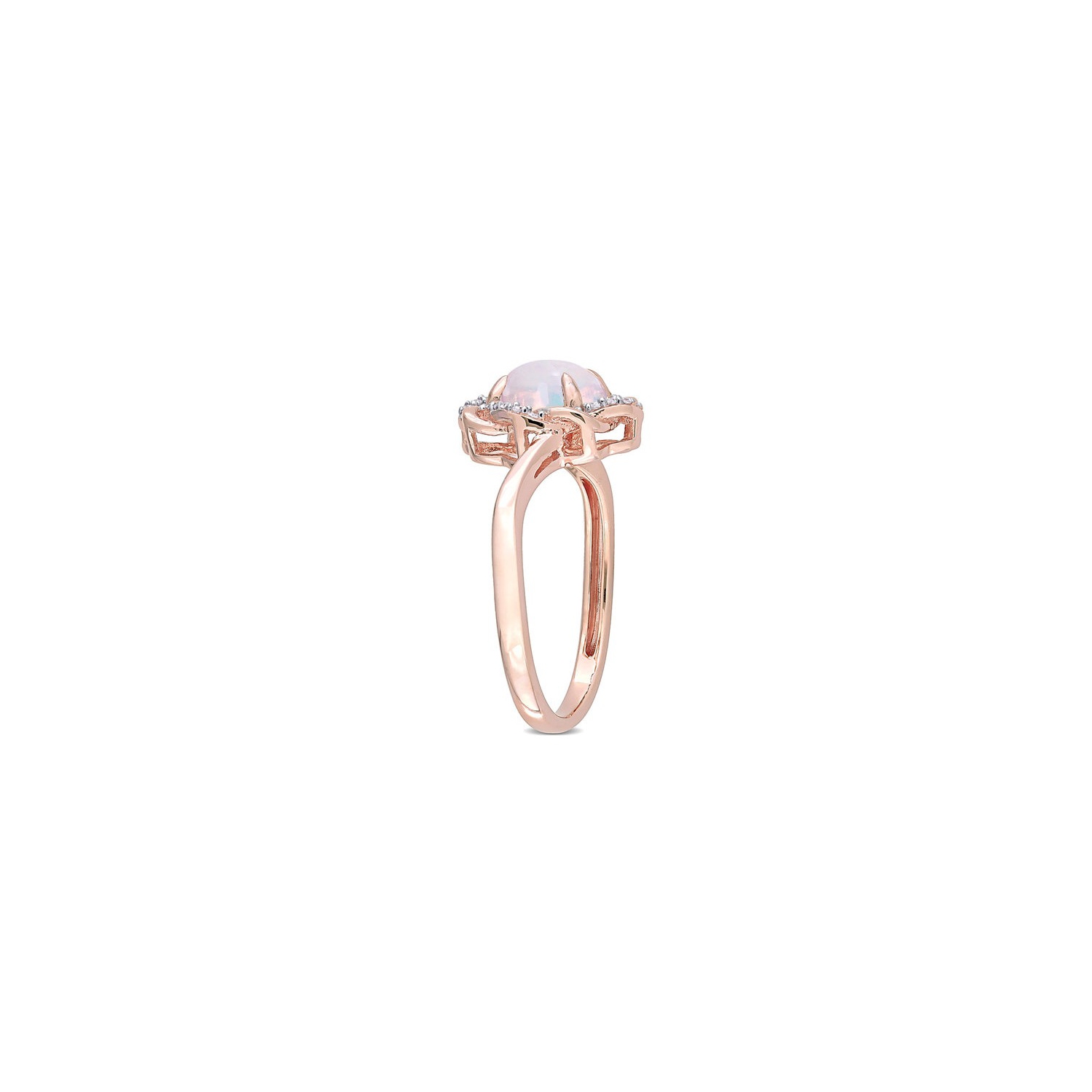 3/4 Carat Blue Opal Halo Ring in 10K Rose Pink Gold with Diamonds