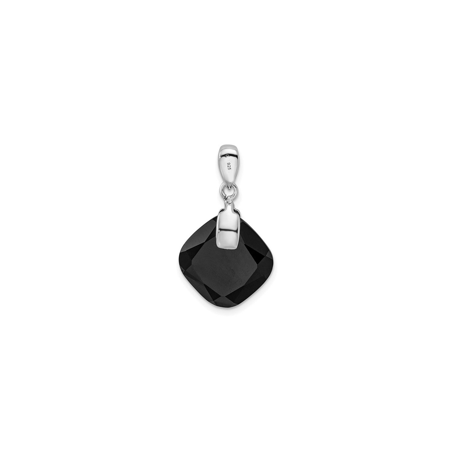 Sterling Silver Black Agate Pendant Necklace with Chain