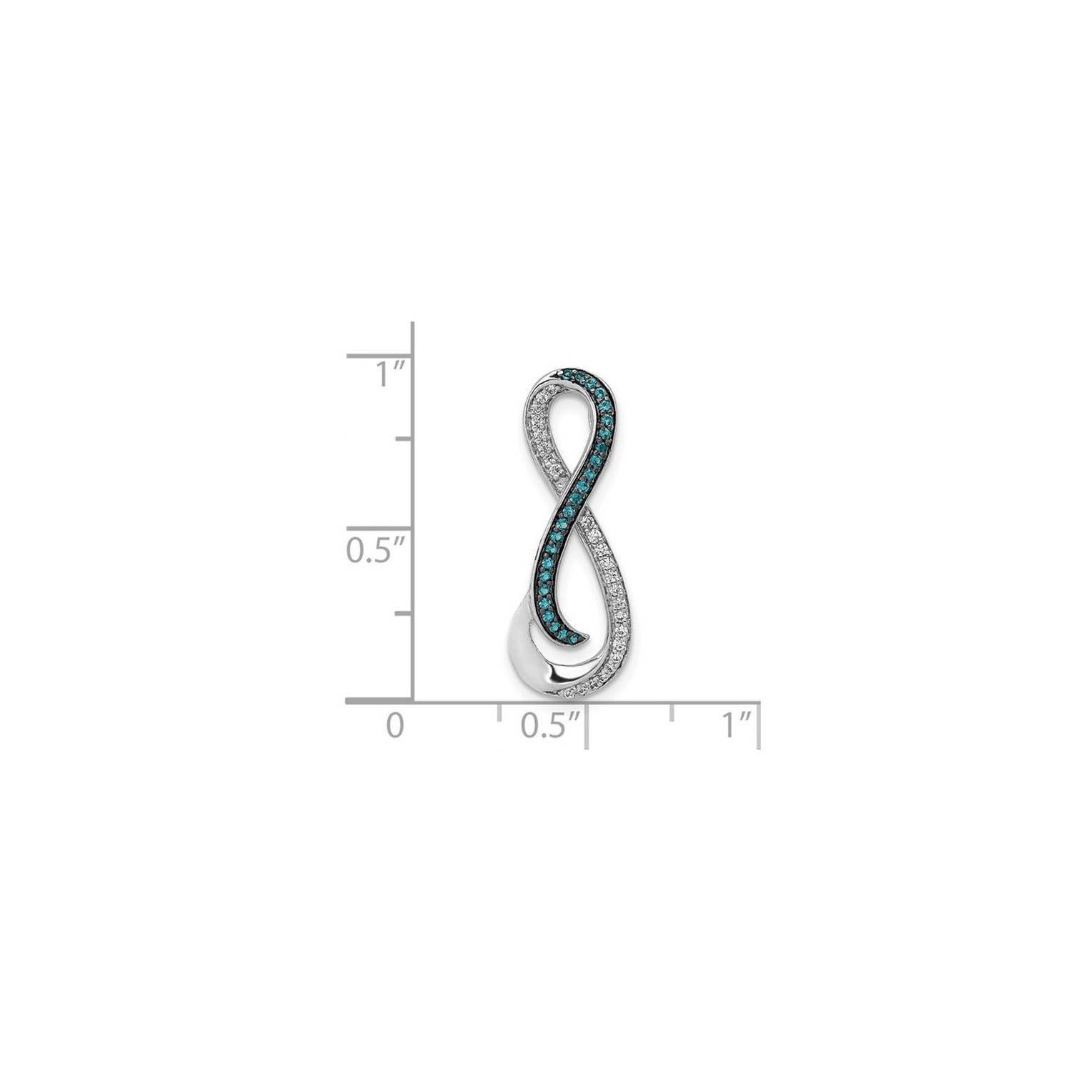 1/5 Carat Blue & White Diamond Infinity Pendant 14K White Gold (NO CHAIN)