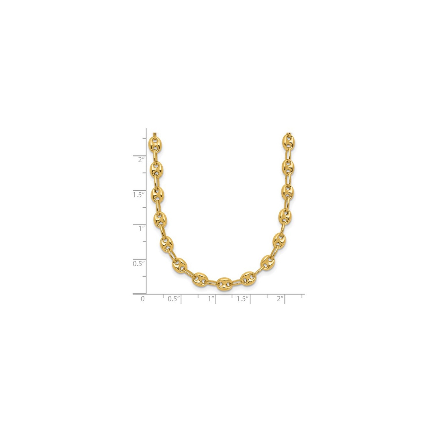 Collier en or jaune 14K K à maillons mariner bombés polis