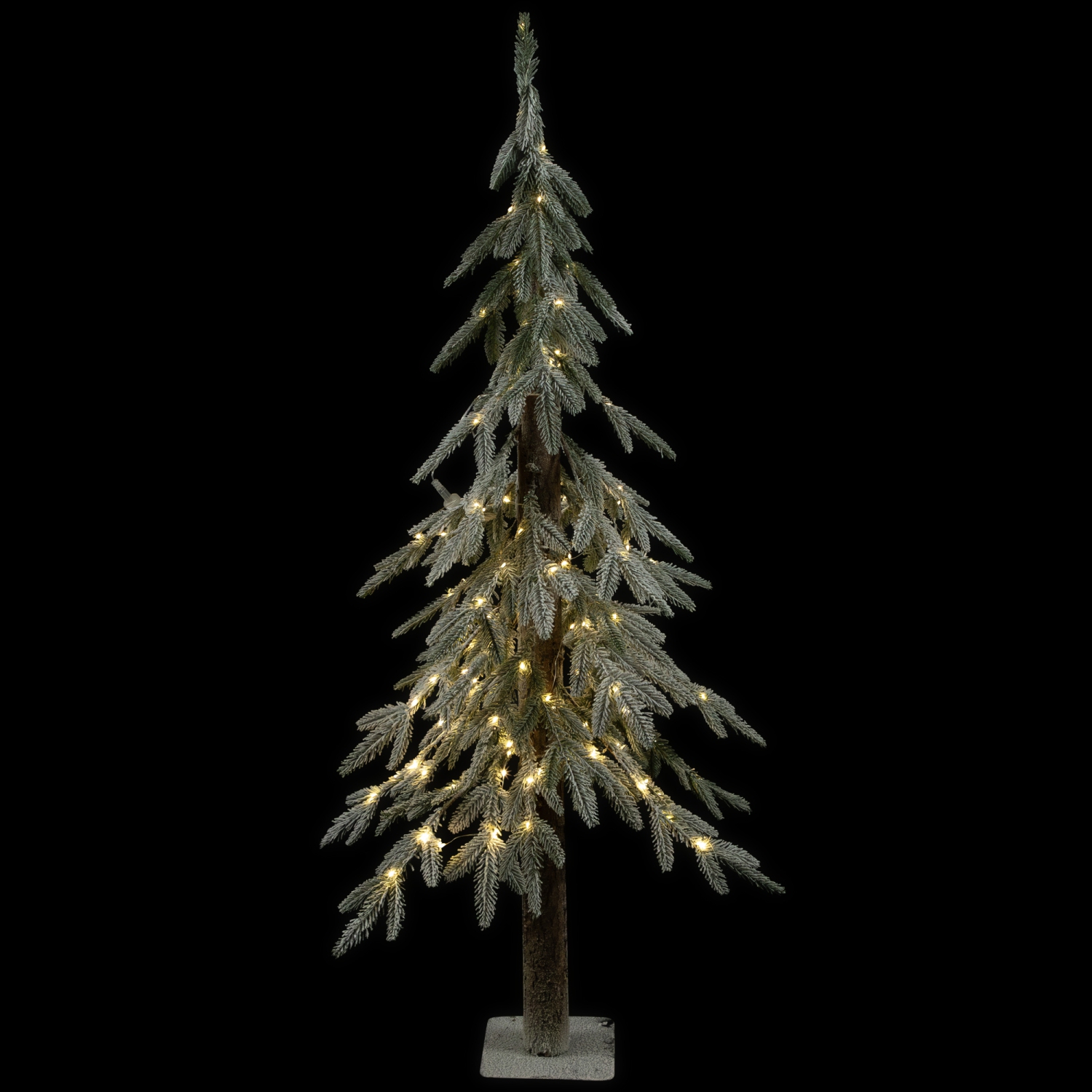 Arbre de Noël artificiel illuminé alpin floqué - 4 pi - Lumières DEL transparentes