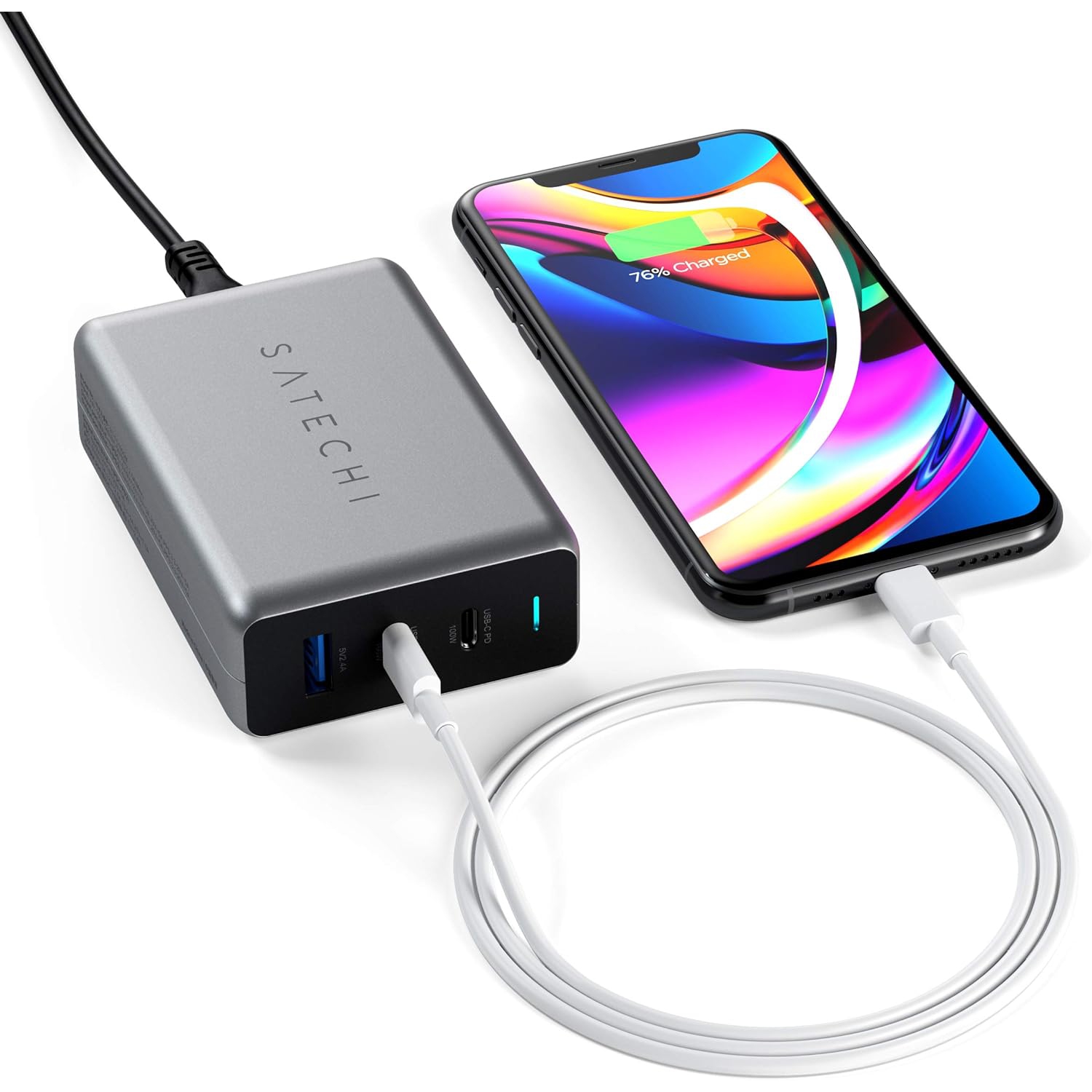 Satechi 100W USB C PD Compact GaN Charger – Powerful GaN Tech -(Open Box)