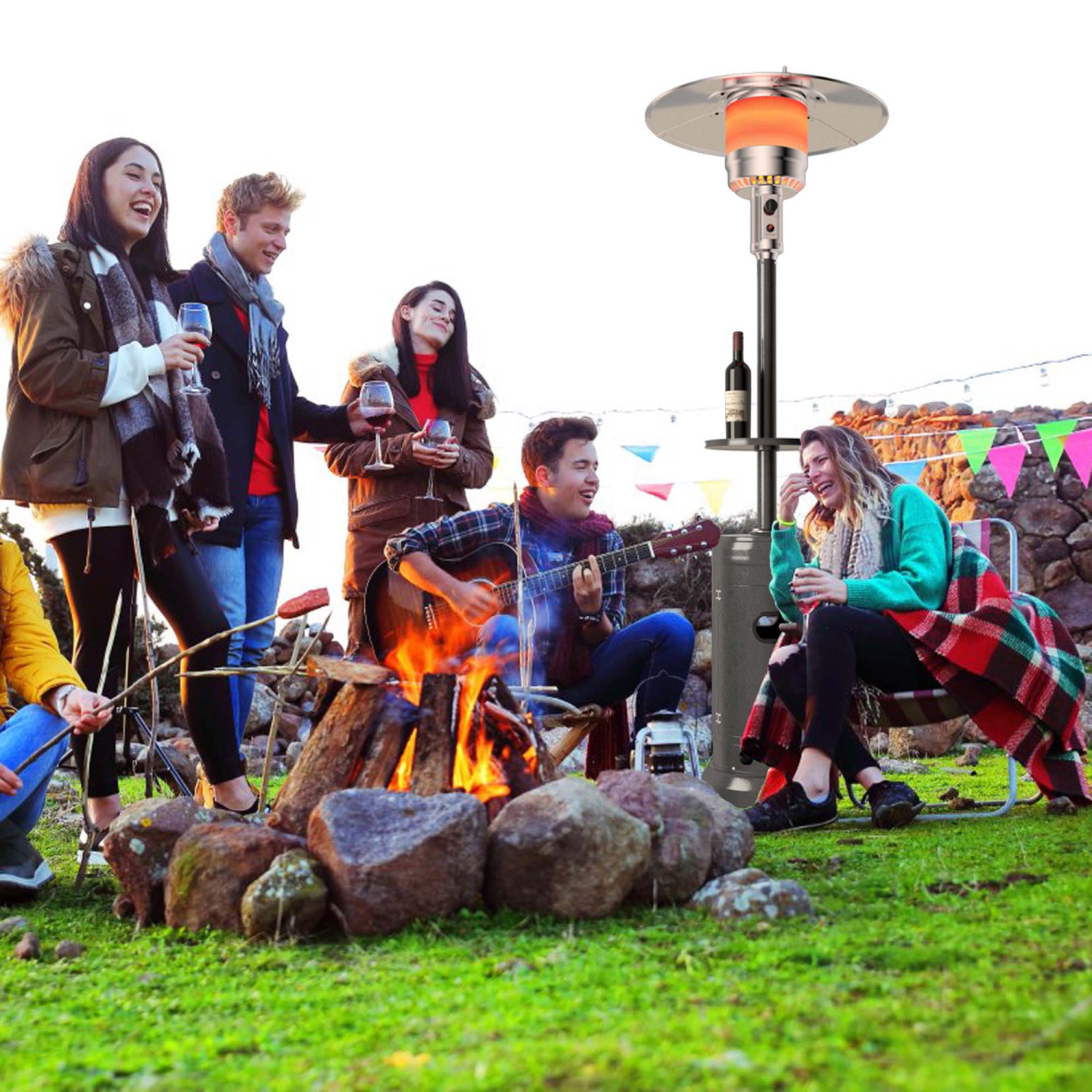 Costway 50000 BTU Propane Patio Heater Standing LP Gas Steel with Wheels