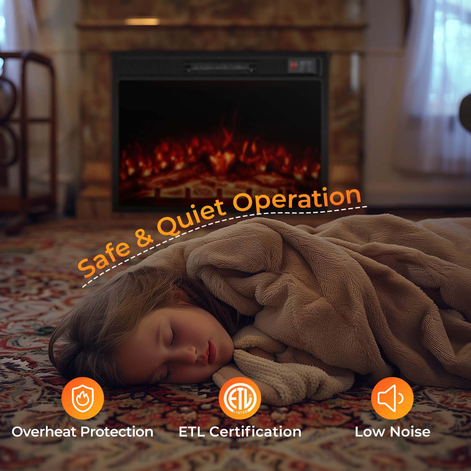 Costway 23" Electric Fireplace Insert with Remote Control Adjustable Flame Color Brightness