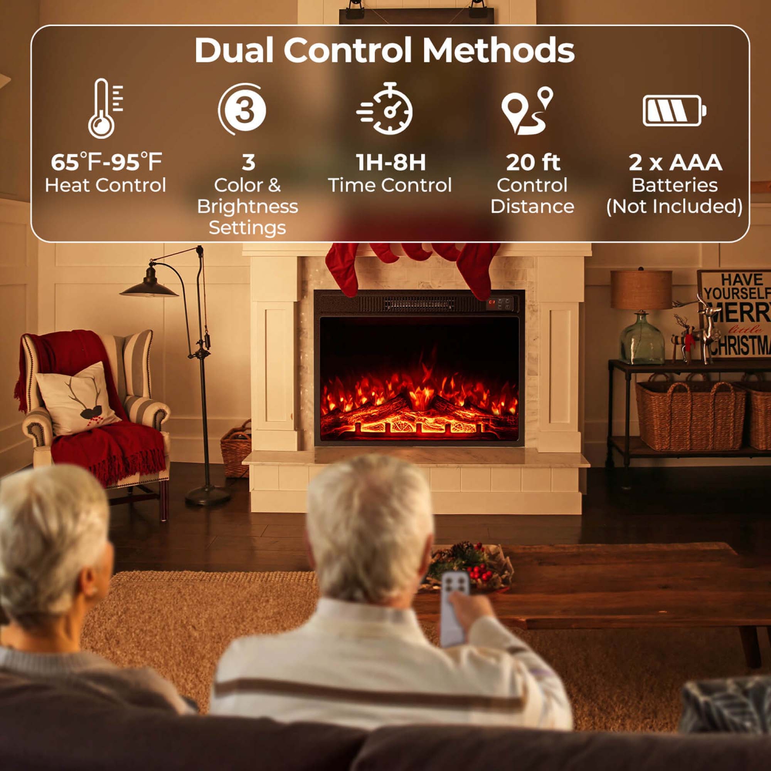 Costway 23" Electric Fireplace Insert with Remote Control Adjustable Flame Color Brightness